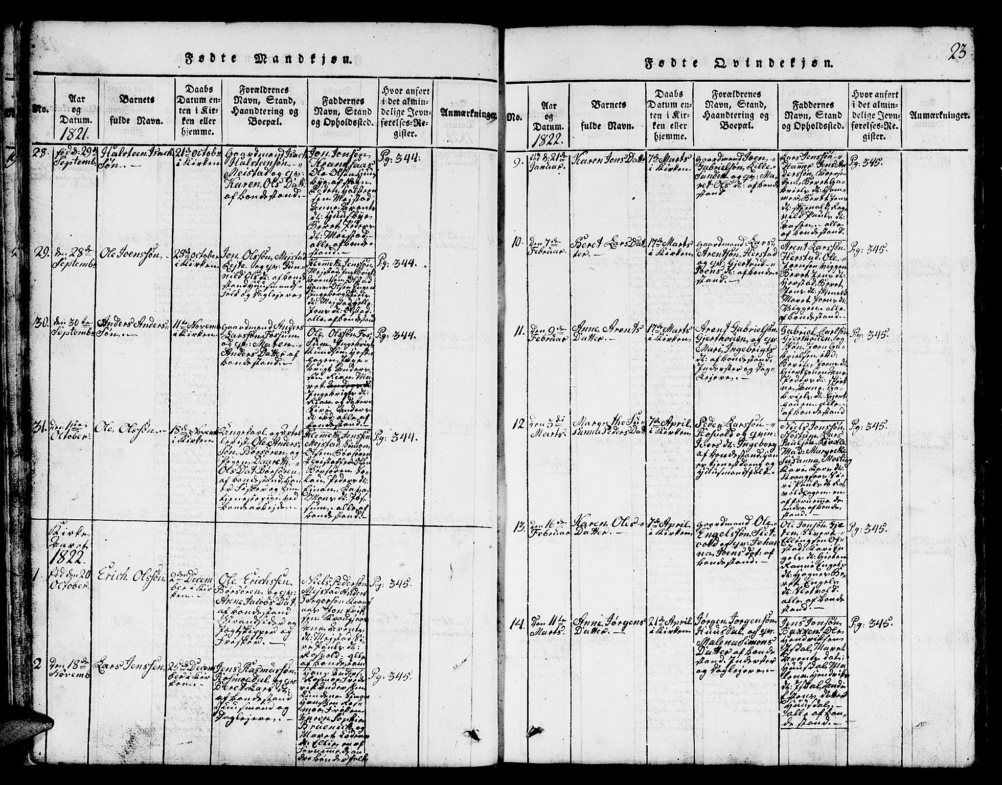 Ministerialprotokoller, klokkerbøker og fødselsregistre - Sør-Trøndelag, SAT/A-1456/665/L0776: Parish register (copy) no. 665C01, 1817-1837, p. 23