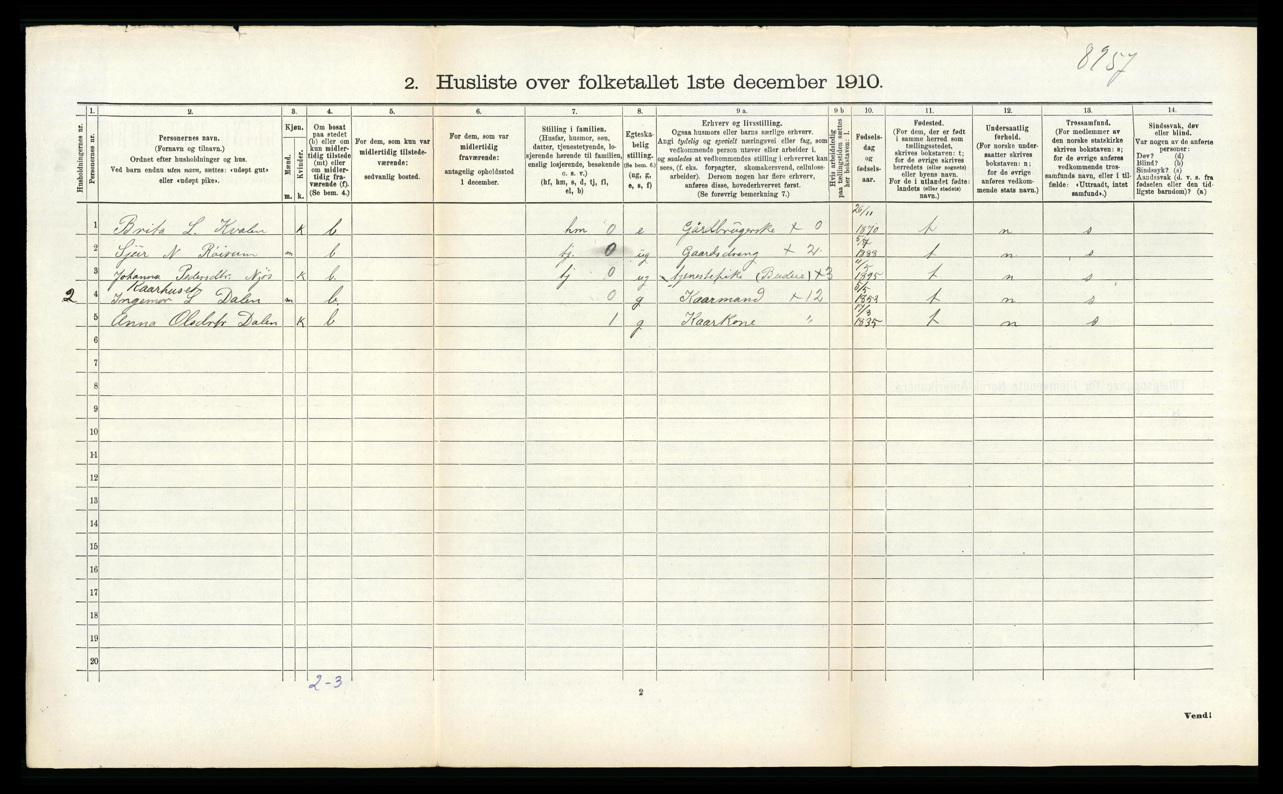 RA, 1910 census for Leikanger, 1910, p. 409