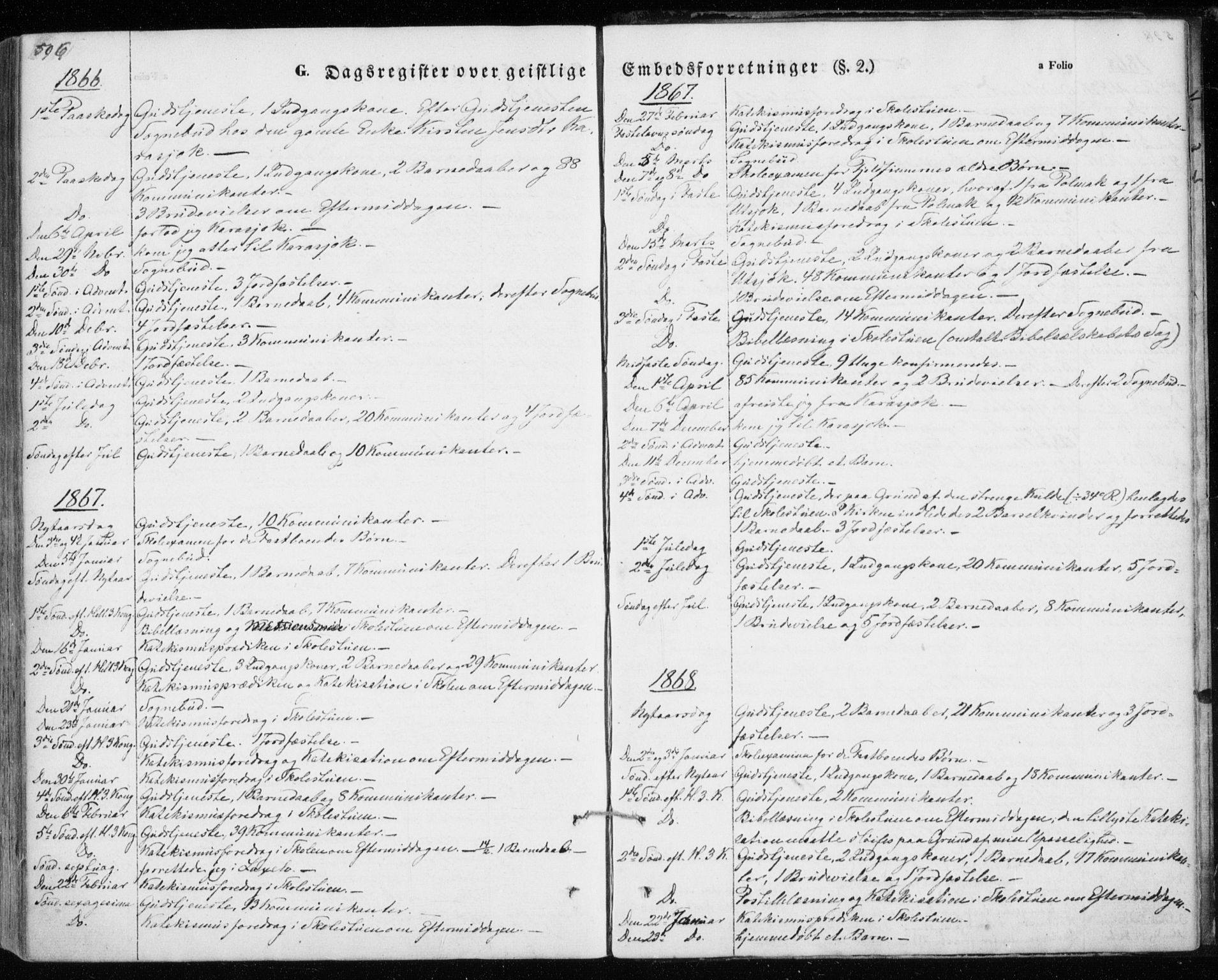 Kistrand/Porsanger sokneprestembete, SATØ/S-1351/H/Ha/L0012.kirke: Parish register (official) no. 12, 1843-1871, p. 596-597