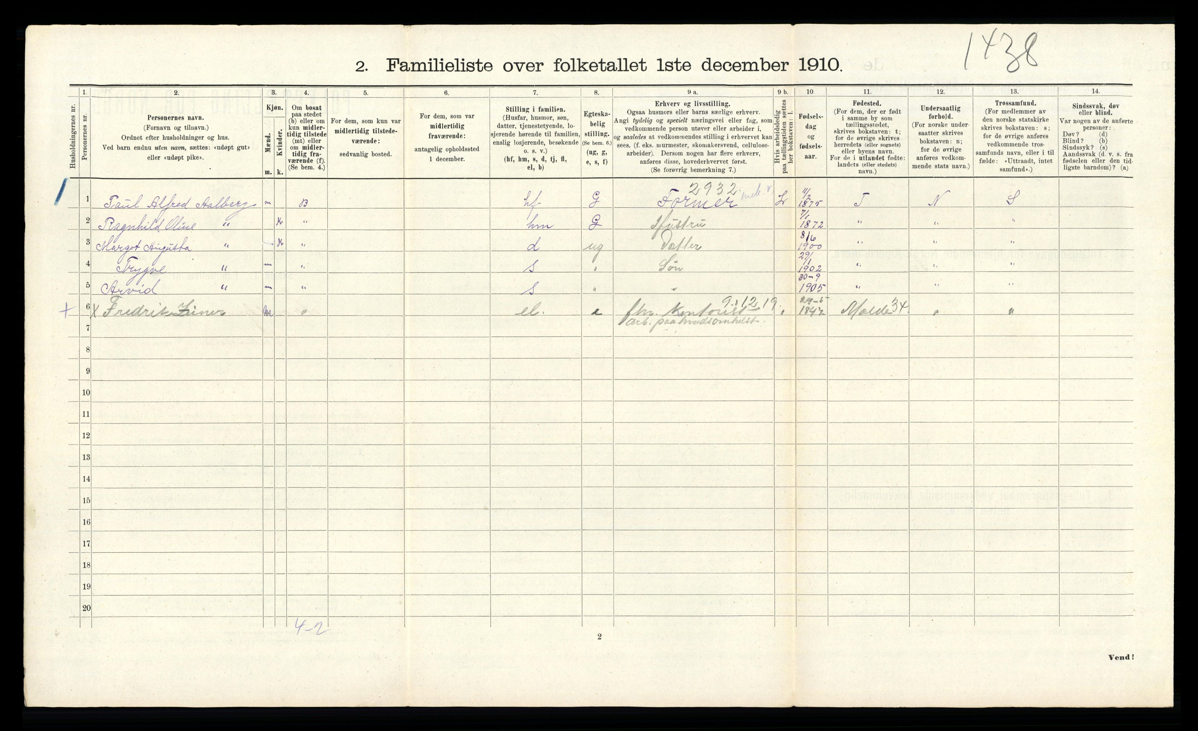 RA, 1910 census for Trondheim, 1910, p. 23900