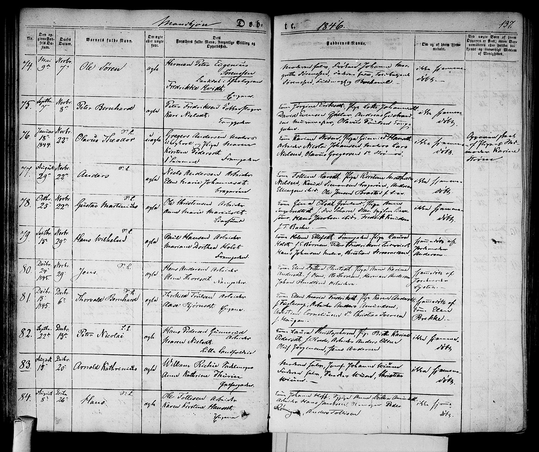 Bragernes kirkebøker, AV/SAKO-A-6/F/Fb/L0001: Parish register (official) no. II 1, 1830-1847, p. 137