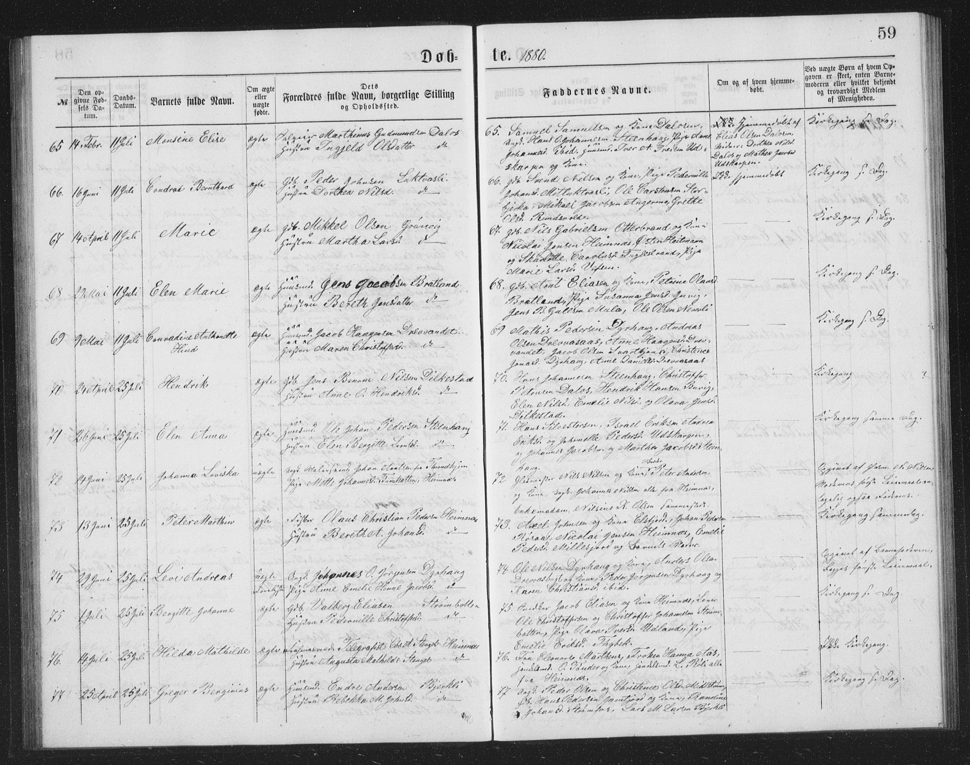 Ministerialprotokoller, klokkerbøker og fødselsregistre - Nordland, SAT/A-1459/825/L0369: Parish register (copy) no. 825C06, 1873-1885, p. 59