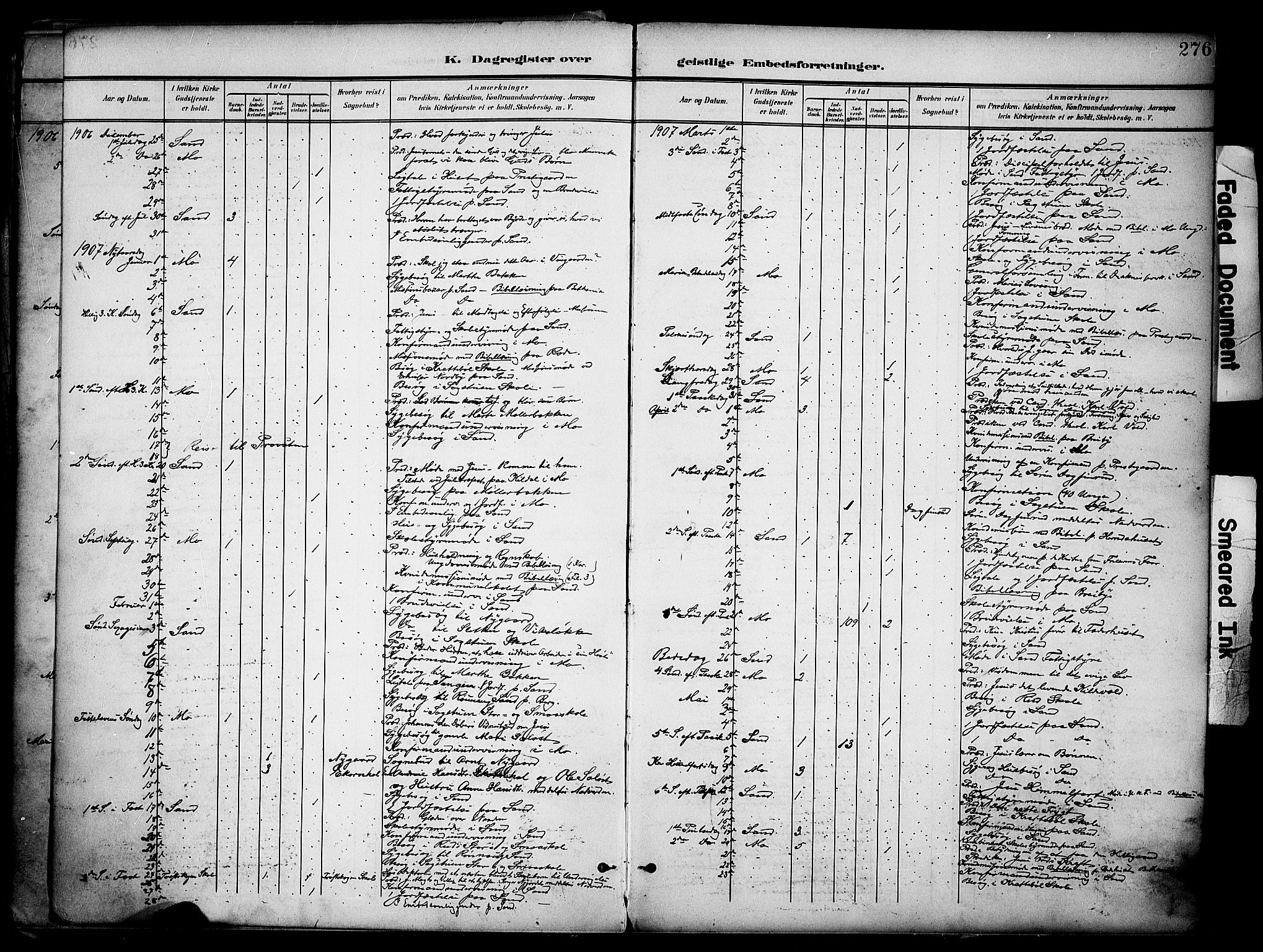 Nord-Odal prestekontor, SAH/PREST-032/H/Ha/Haa/L0007: Parish register (official) no. 7, 1902-1926, p. 276