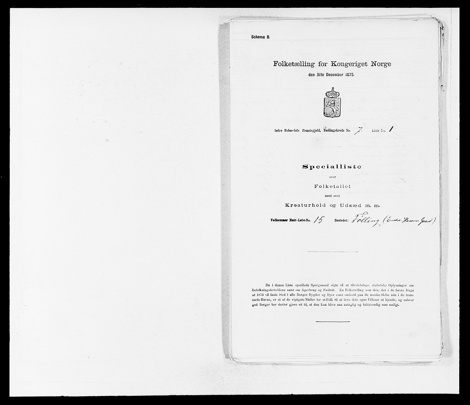 SAB, 1875 census for 1430P Indre Holmedal, 1875, p. 781