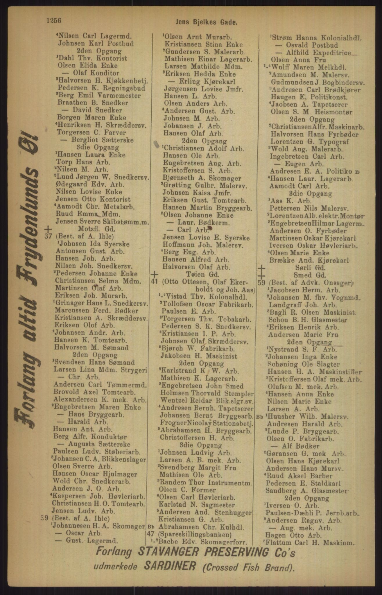 Kristiania/Oslo adressebok, PUBL/-, 1911, p. 1256