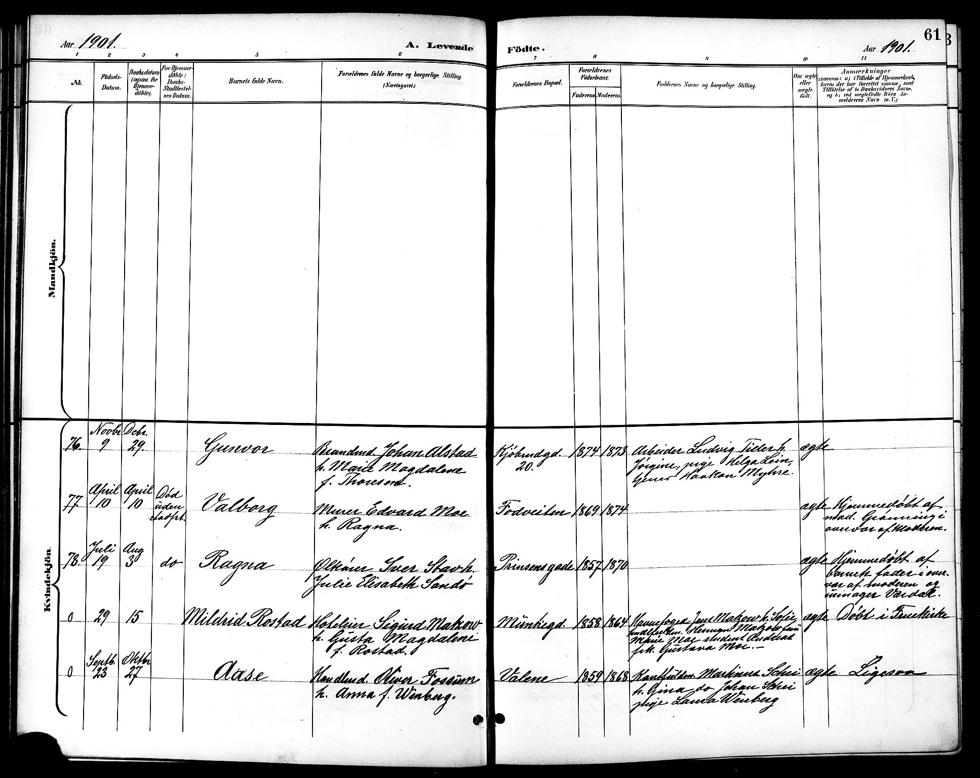 Ministerialprotokoller, klokkerbøker og fødselsregistre - Sør-Trøndelag, AV/SAT-A-1456/601/L0094: Parish register (copy) no. 601C12, 1898-1911, p. 61