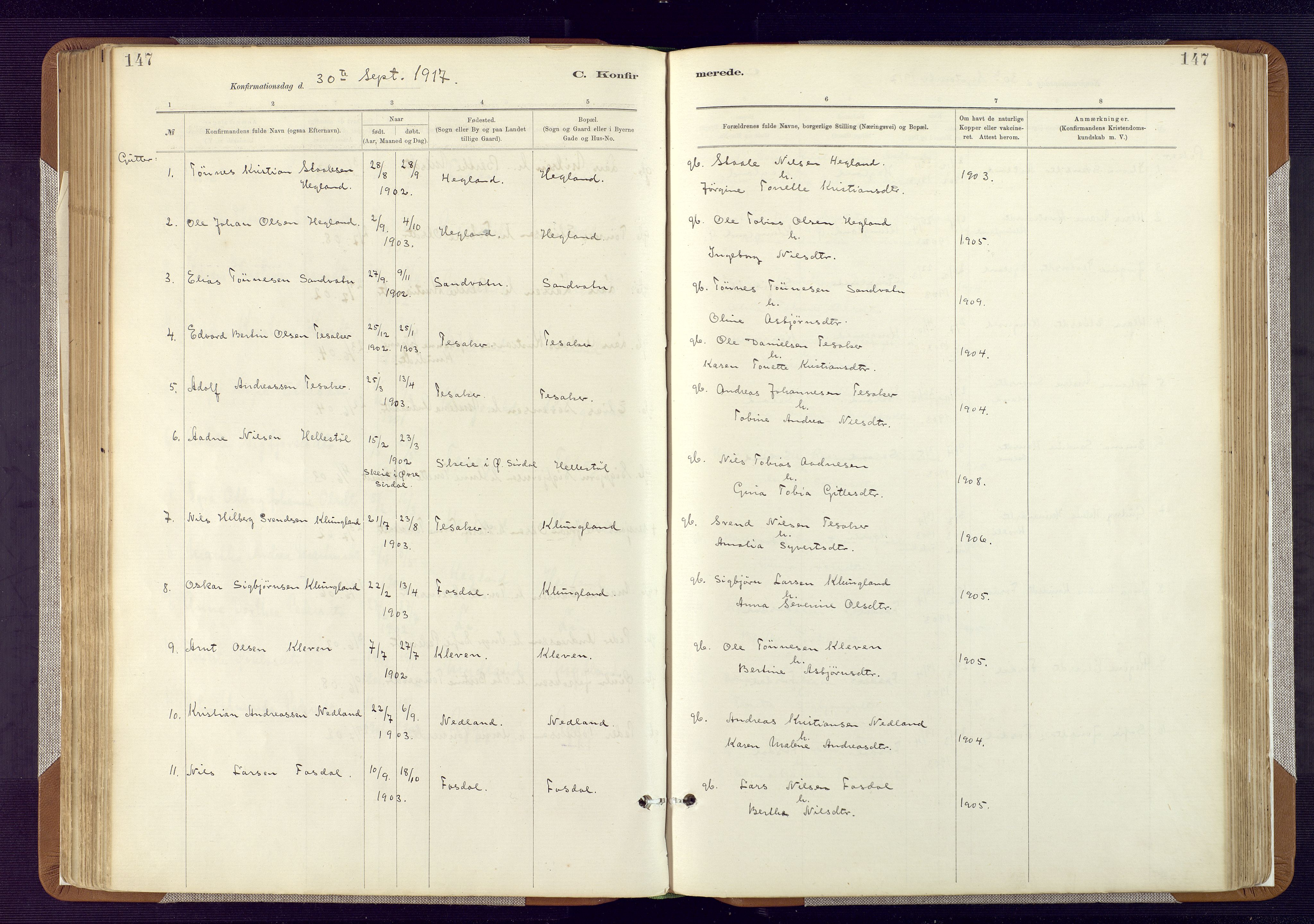Bakke sokneprestkontor, SAK/1111-0002/F/Fa/Fab/L0003: Parish register (official) no. A 3, 1884-1921, p. 147