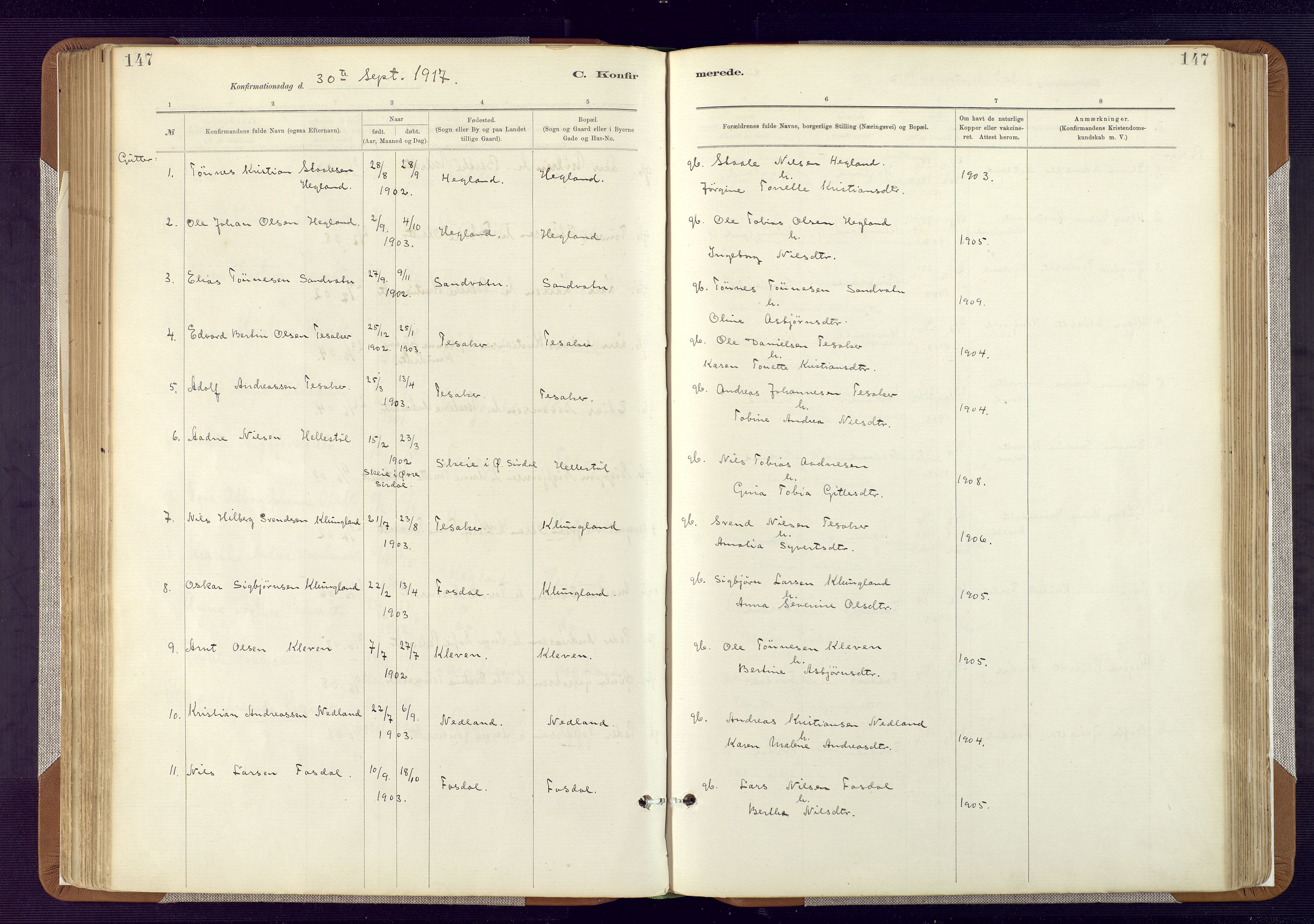 Bakke sokneprestkontor, AV/SAK-1111-0002/F/Fa/Fab/L0003: Parish register (official) no. A 3, 1884-1921, p. 147