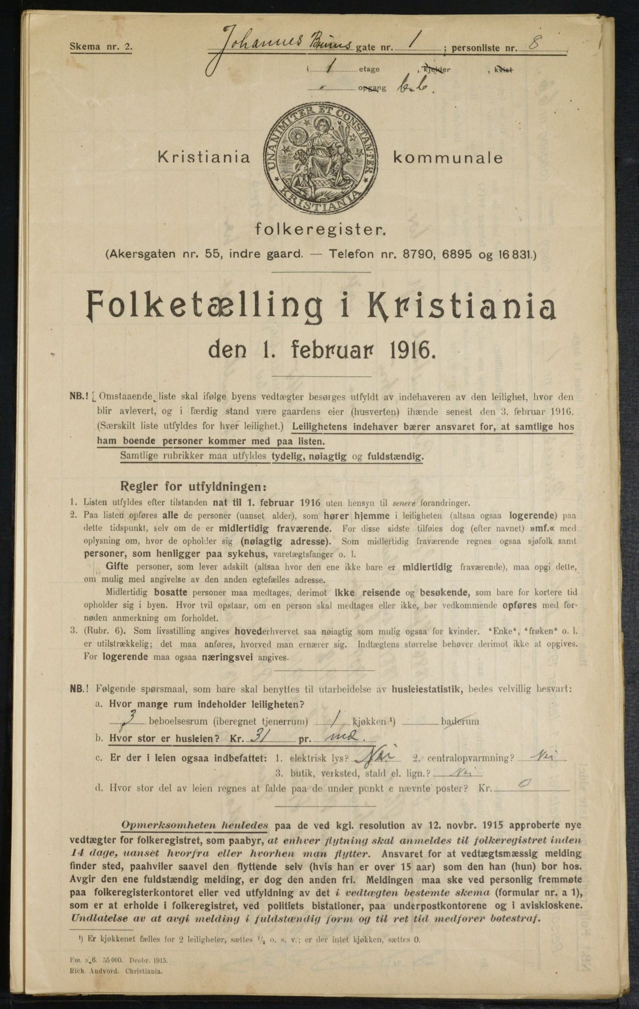 OBA, Municipal Census 1916 for Kristiania, 1916, p. 48102