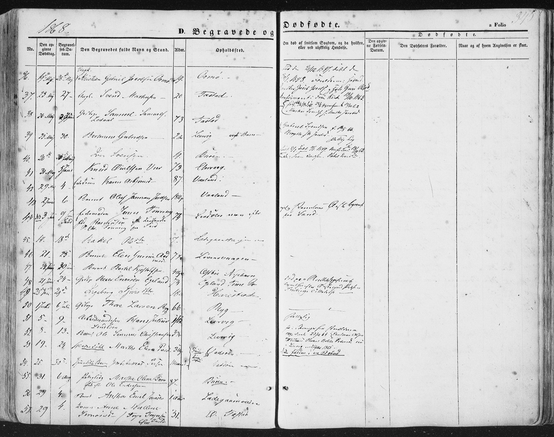 Hetland sokneprestkontor, AV/SAST-A-101826/30/30BA/L0002: Parish register (official) no. A 2, 1849-1869, p. 345