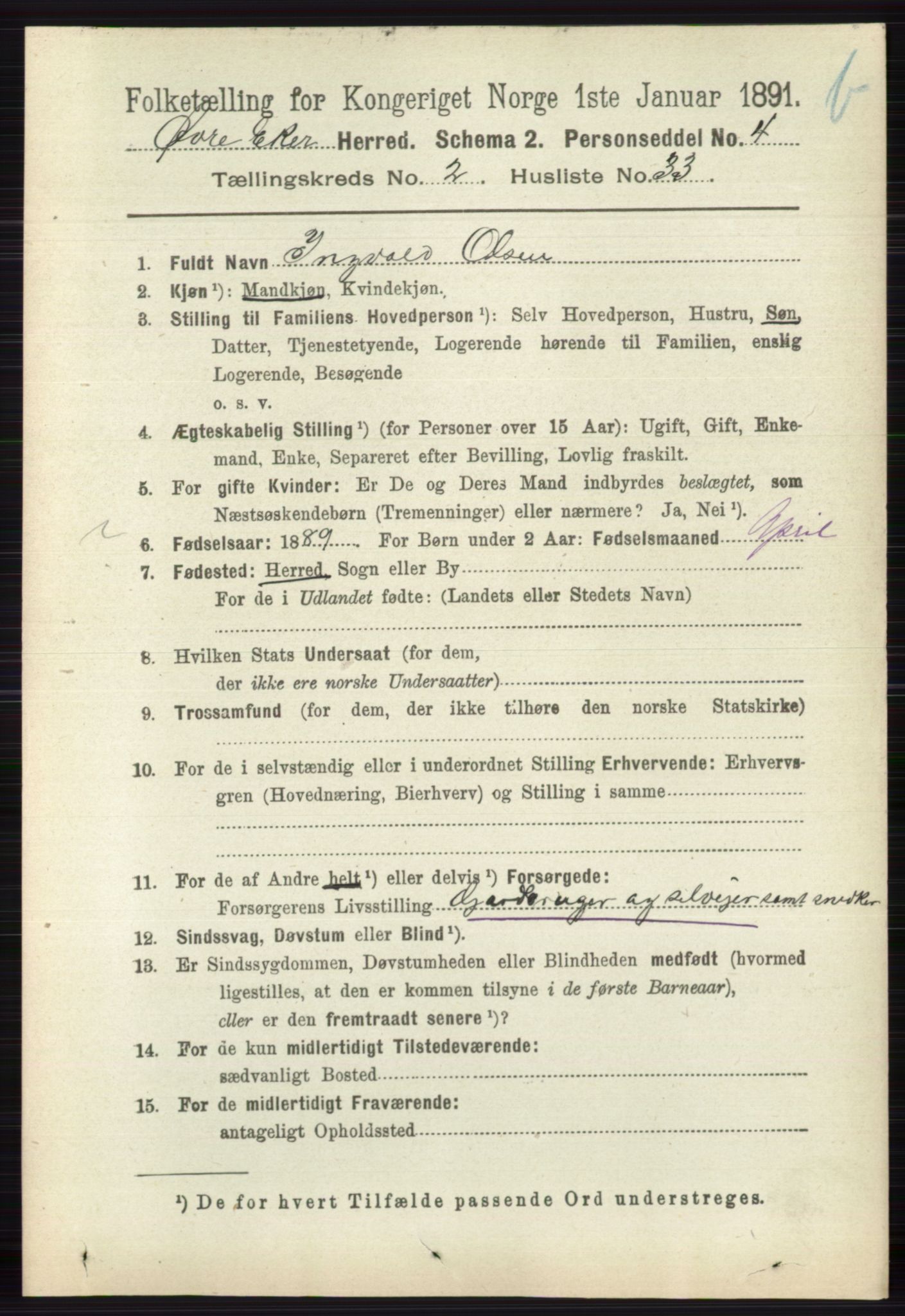 RA, 1891 census for 0624 Øvre Eiker, 1891, p. 8661