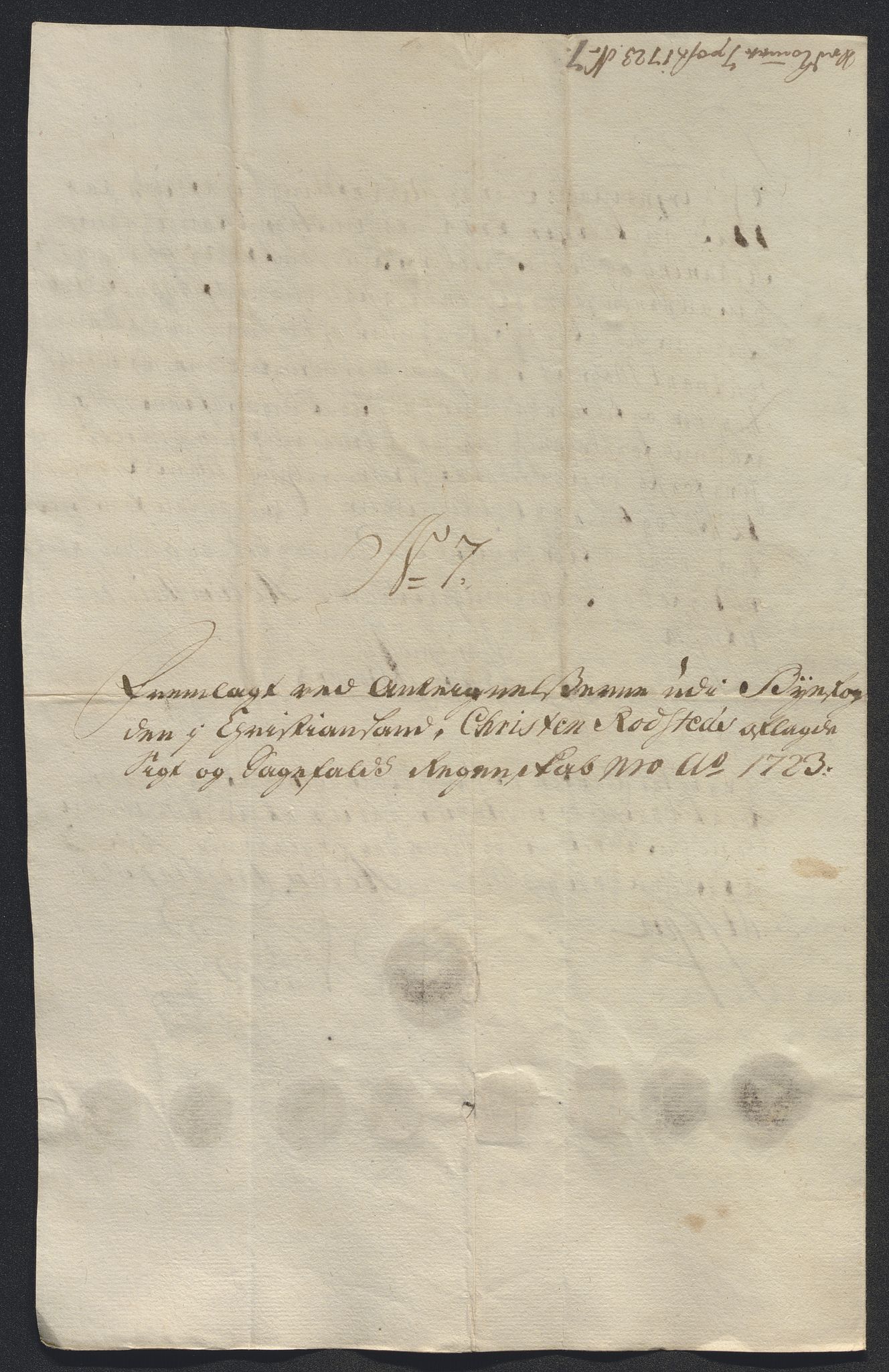 Rentekammeret inntil 1814, Reviderte regnskaper, Byregnskaper, RA/EA-4066/R/Rm/L0286: [M19] Sikt og sakefall, 1719-1727, p. 259