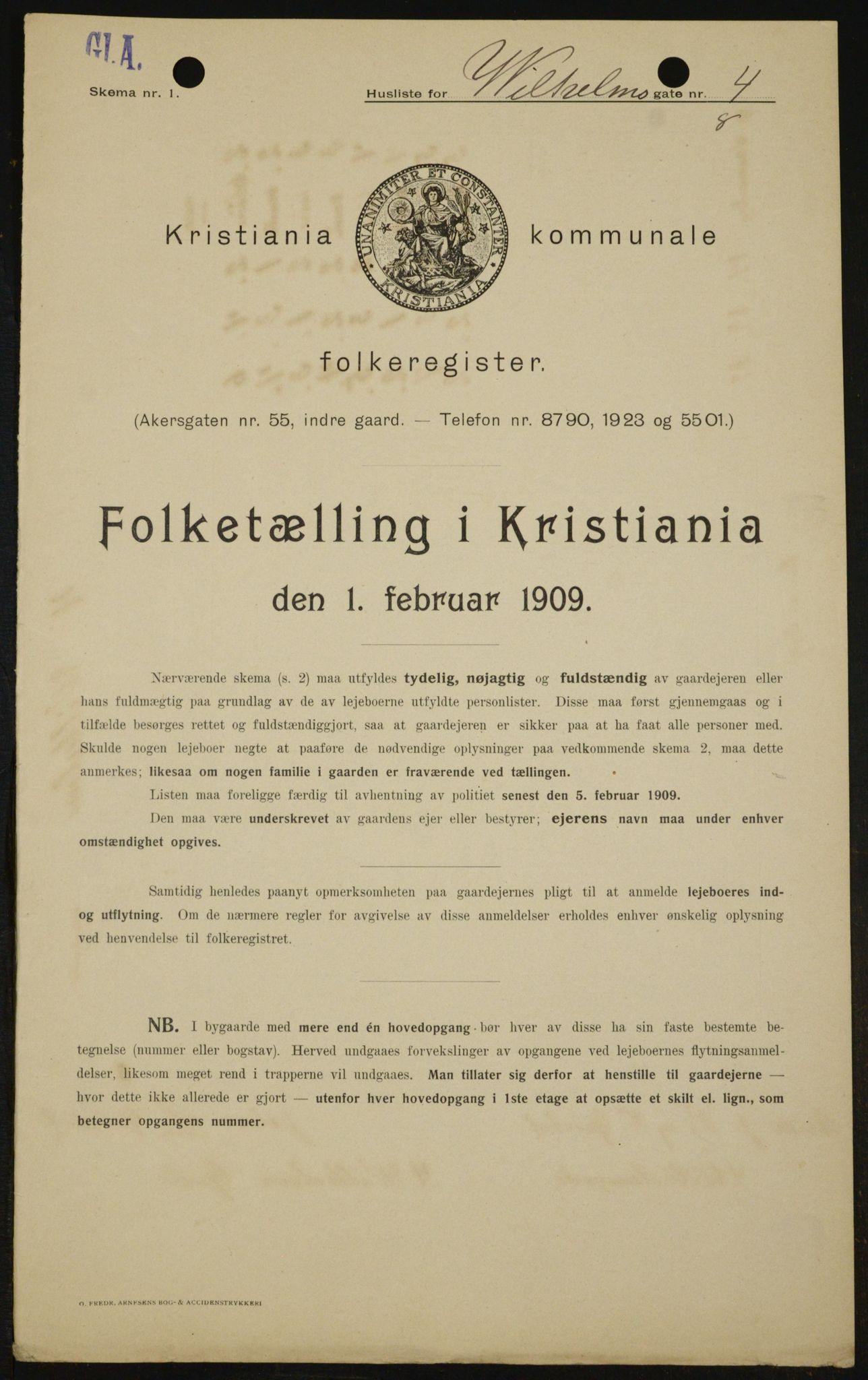 OBA, Municipal Census 1909 for Kristiania, 1909, p. 116356