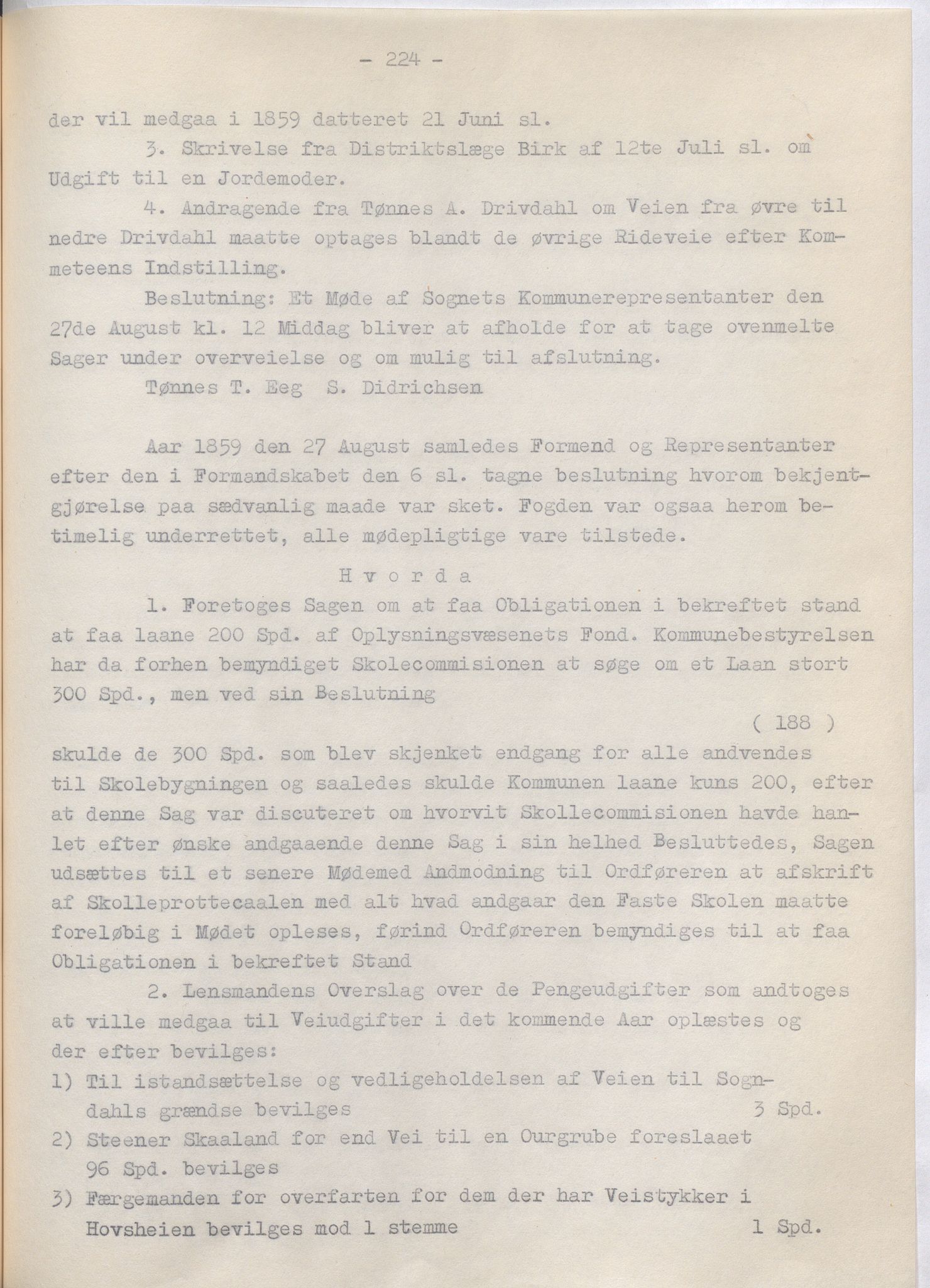 Lund kommune - Formannskapet/Formannskapskontoret, IKAR/K-101761/A/Aa/Aaa/L0002: Forhandlingsprotokoll, 1837-1865, p. 224