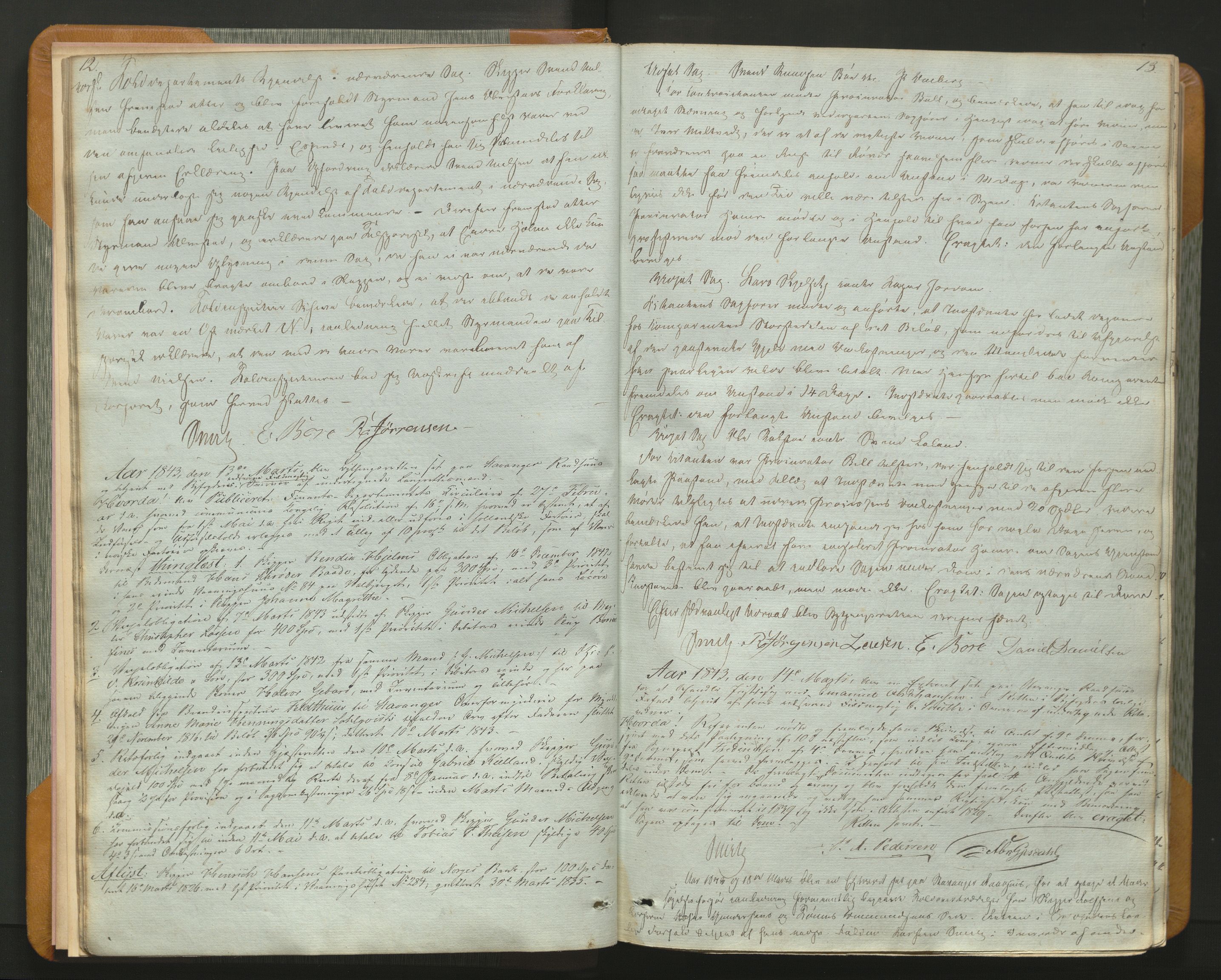 Stavanger byfogd, AV/SAST-A-101408/001/3/30/30BA/L0055: Bytingprotkoll, 1843-1847, p. 12-13