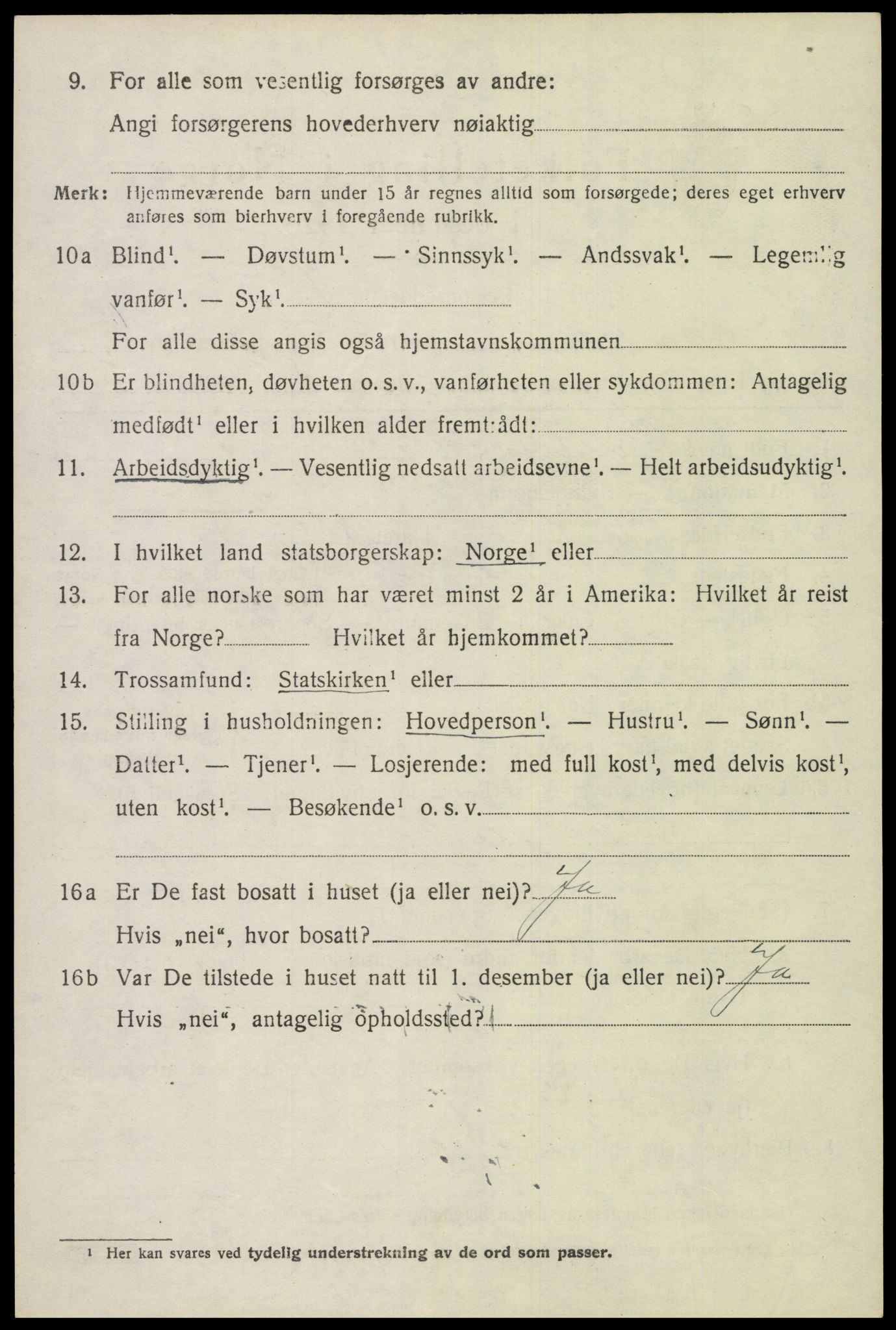 SAH, 1920 census for Vestre Toten, 1920, p. 8911