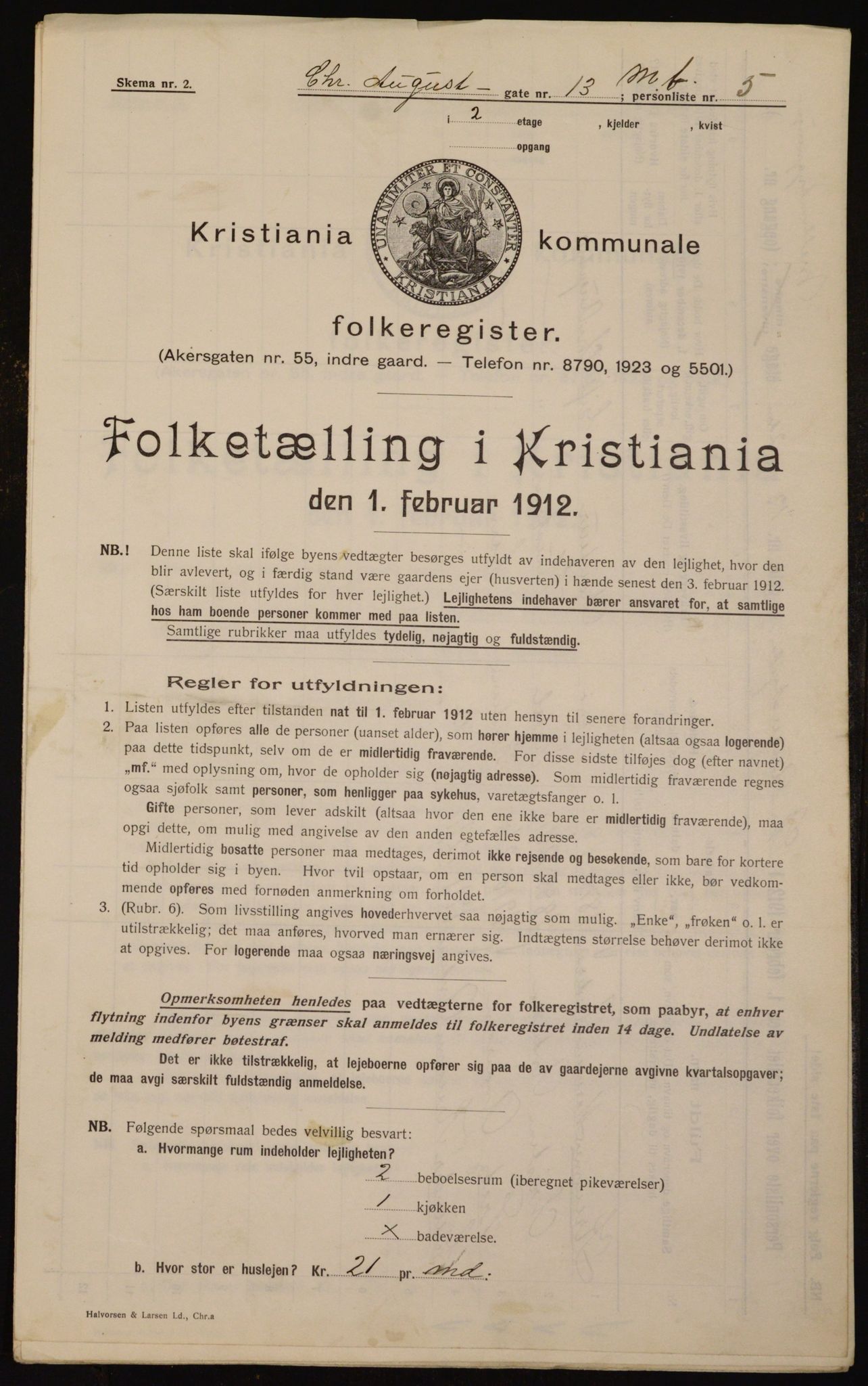 OBA, Municipal Census 1912 for Kristiania, 1912, p. 54303