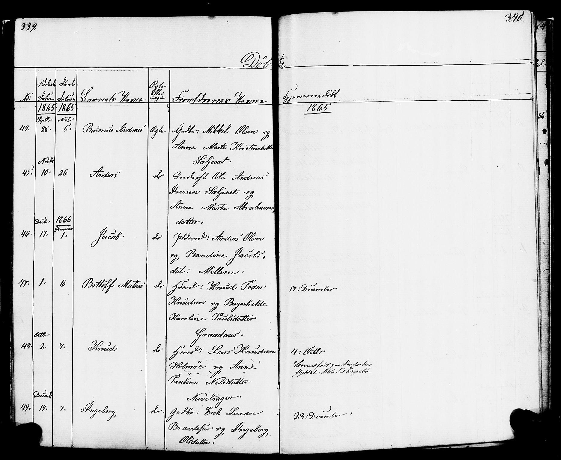 Hornindal sokneprestembete, AV/SAB-A-82401/H/Haa/Haaa/L0001: Parish register (official) no. A 1, 1837-1866, p. 340-341