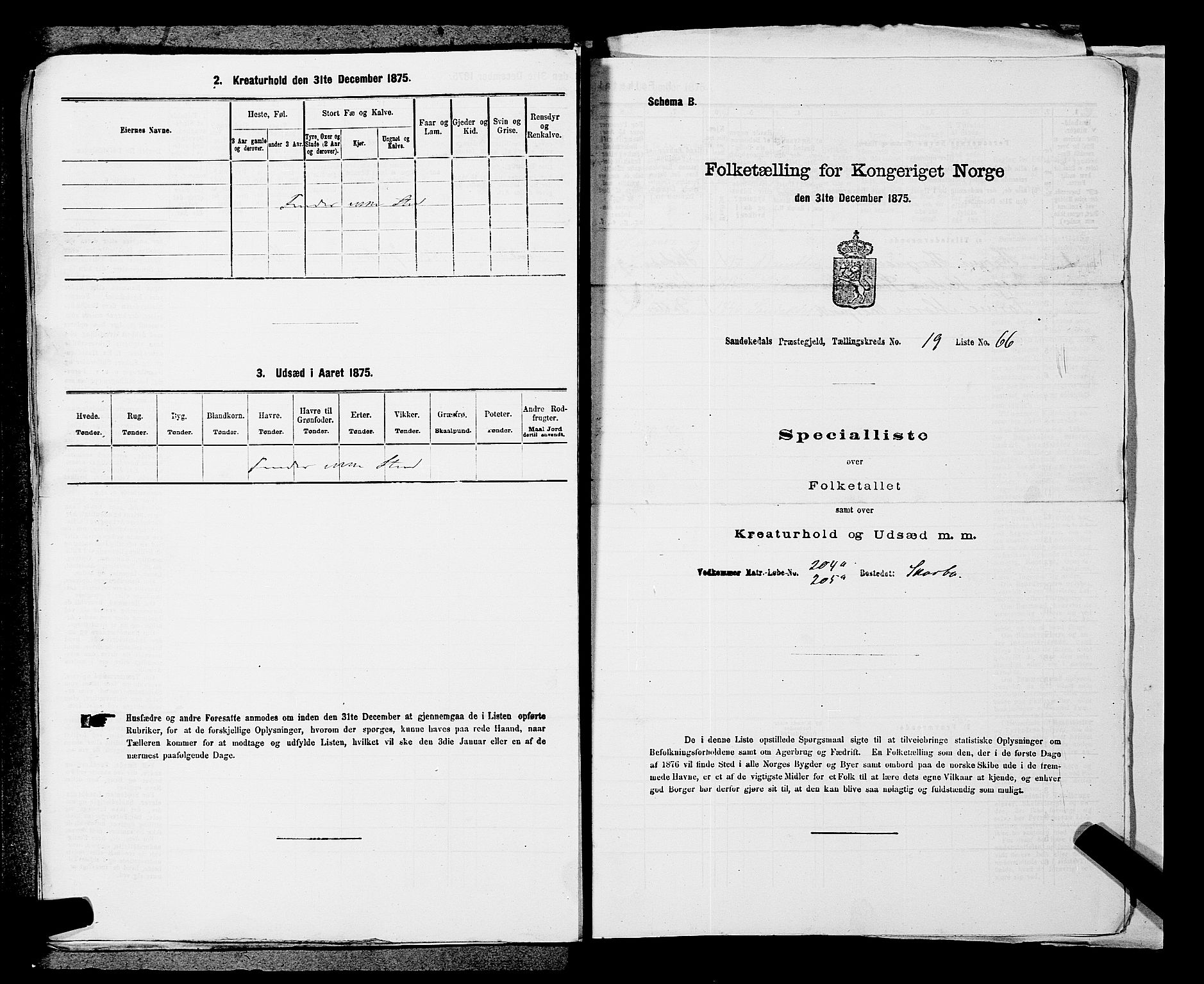 SAKO, 1875 census for 0816P Sannidal, 1875, p. 1694