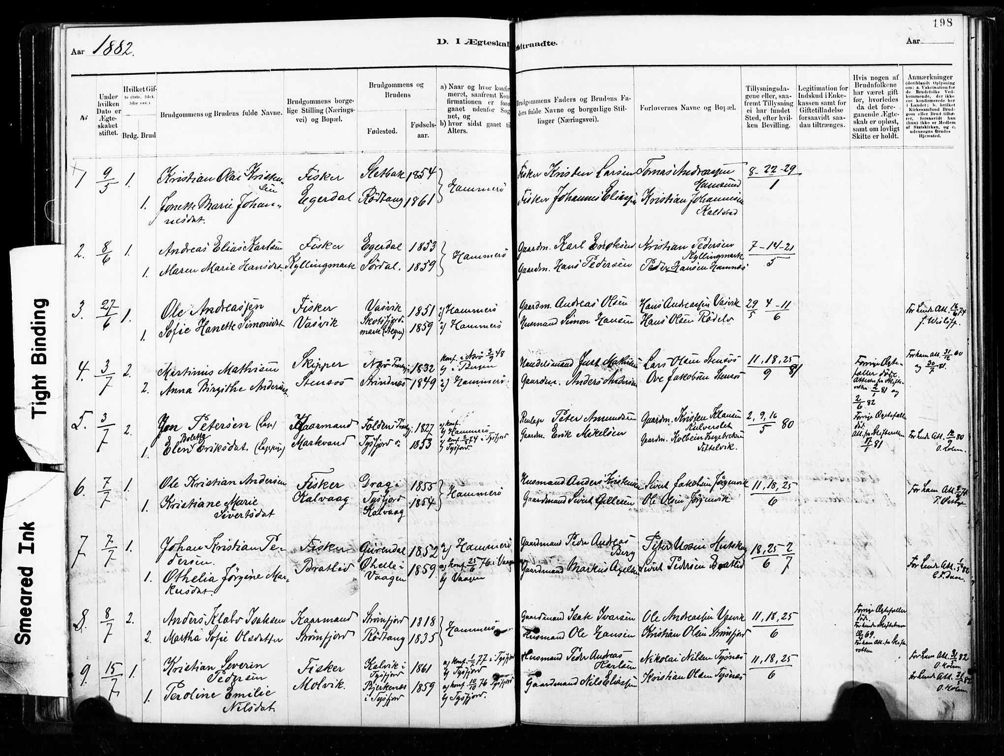 Ministerialprotokoller, klokkerbøker og fødselsregistre - Nordland, SAT/A-1459/859/L0846: Parish register (official) no. 859A06, 1878-1889, p. 198