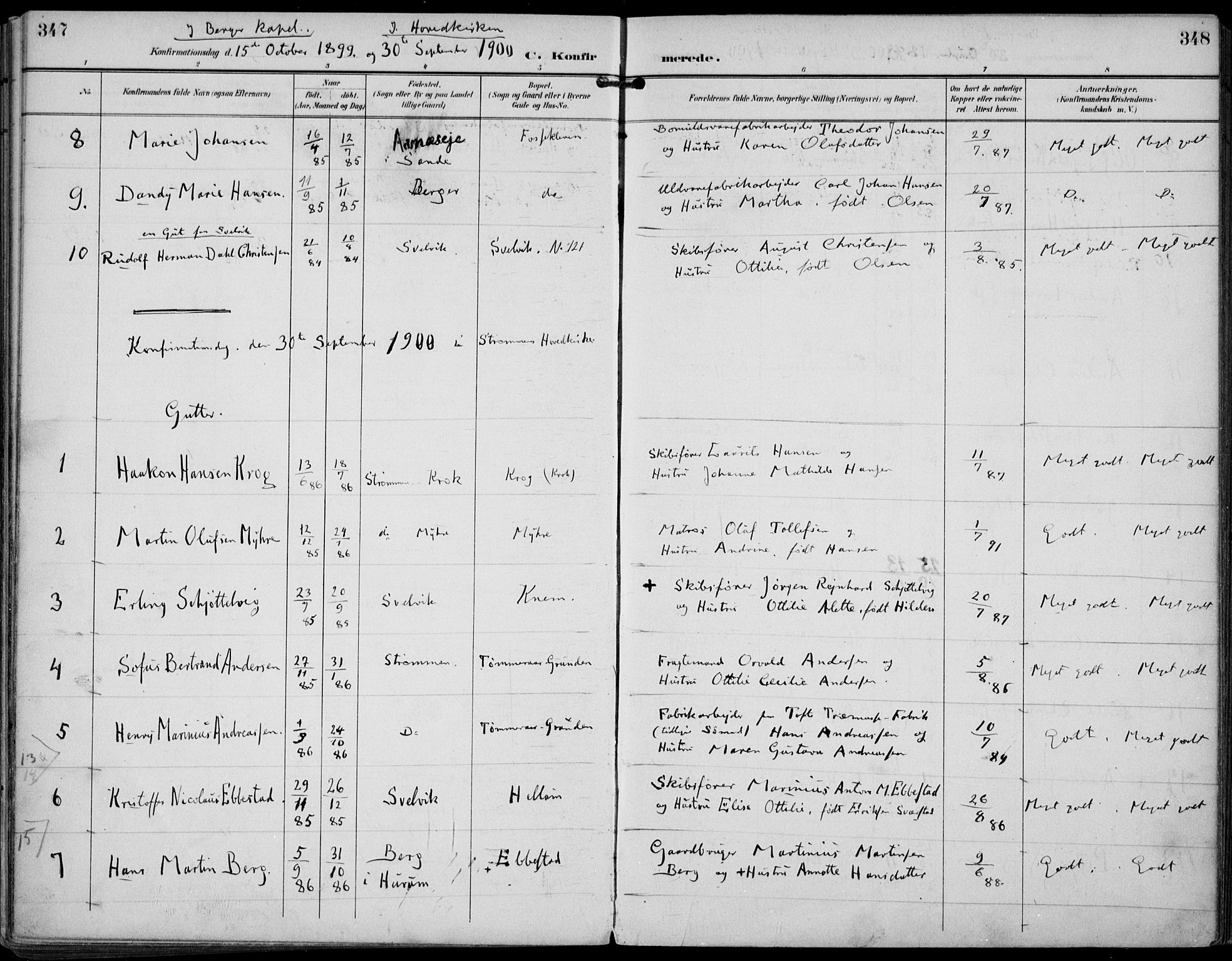 Strømm kirkebøker, AV/SAKO-A-322/F/Fa/L0005: Parish register (official) no. I 5, 1898-1919, p. 347-348