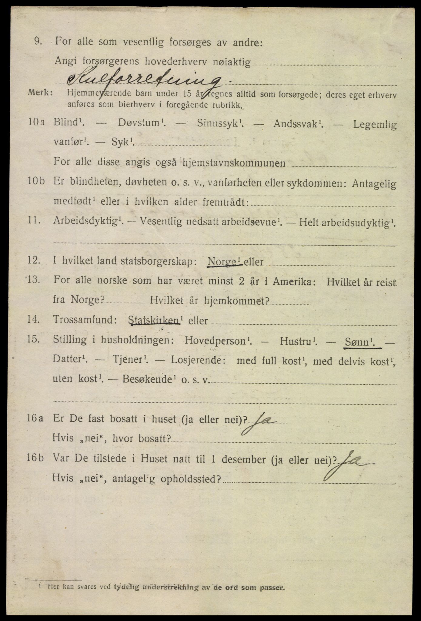 SAK, 1920 census for Arendal, 1920, p. 14461