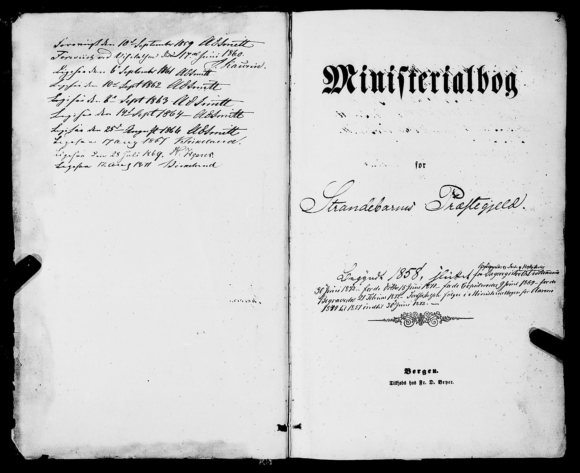 Strandebarm sokneprestembete, SAB/A-78401/H/Haa: Parish register (official) no. A 8, 1858-1872, p. 2