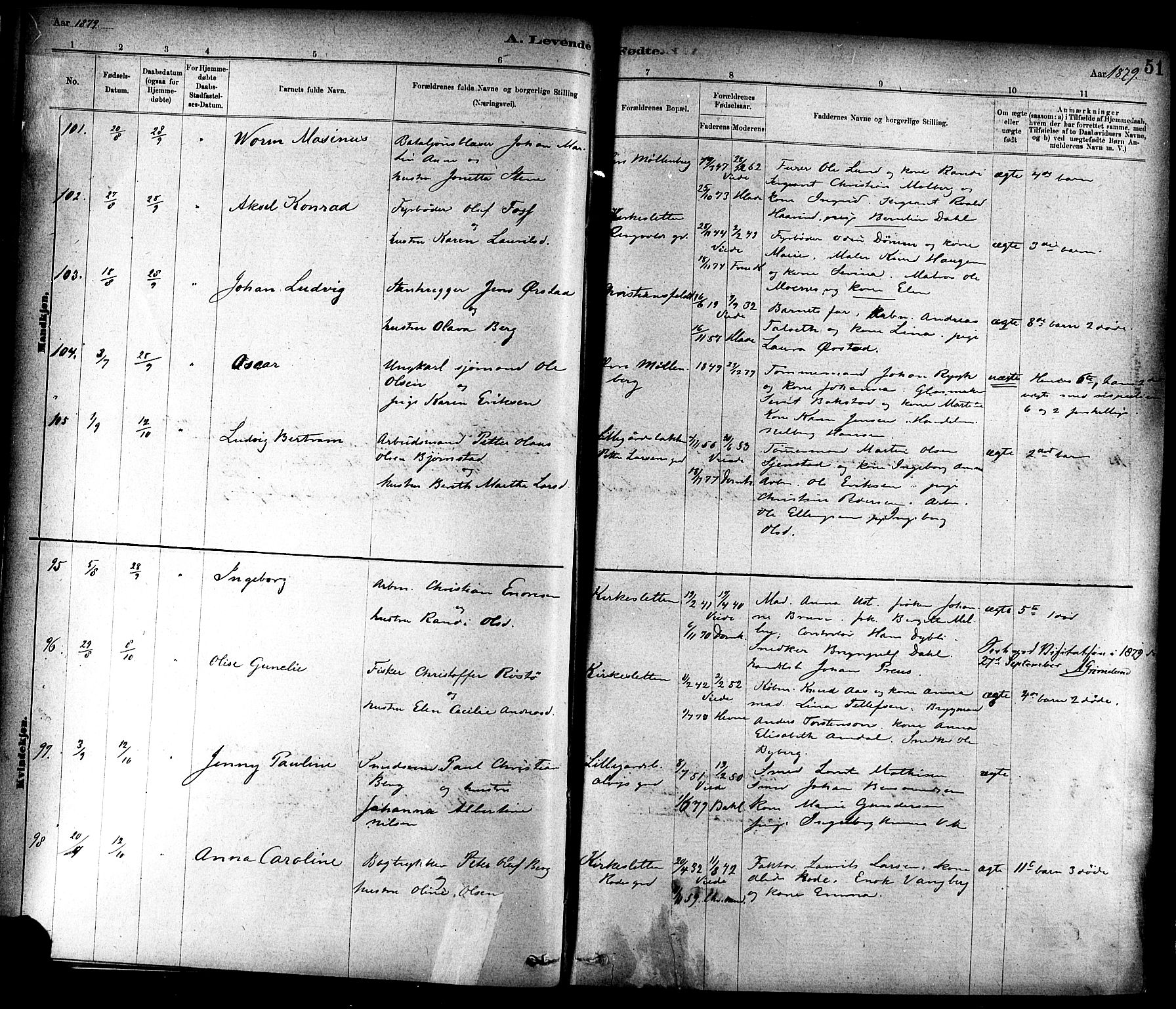 Ministerialprotokoller, klokkerbøker og fødselsregistre - Sør-Trøndelag, AV/SAT-A-1456/604/L0188: Parish register (official) no. 604A09, 1878-1892, p. 51