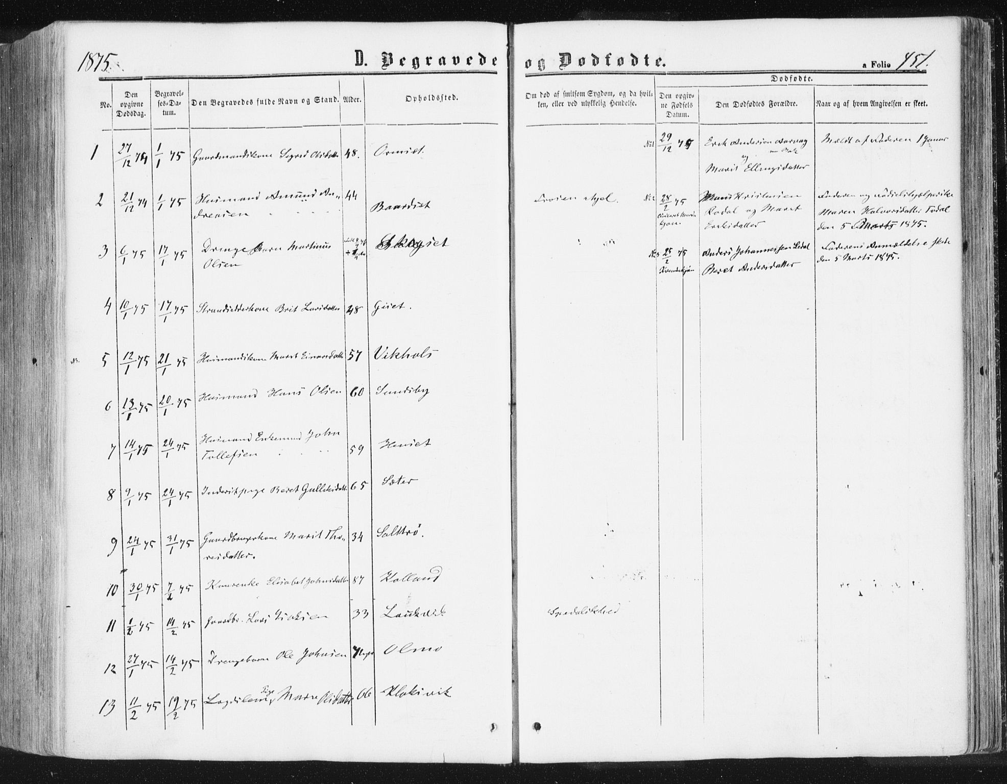 Ministerialprotokoller, klokkerbøker og fødselsregistre - Møre og Romsdal, AV/SAT-A-1454/578/L0905: Parish register (official) no. 578A04, 1859-1877, p. 451