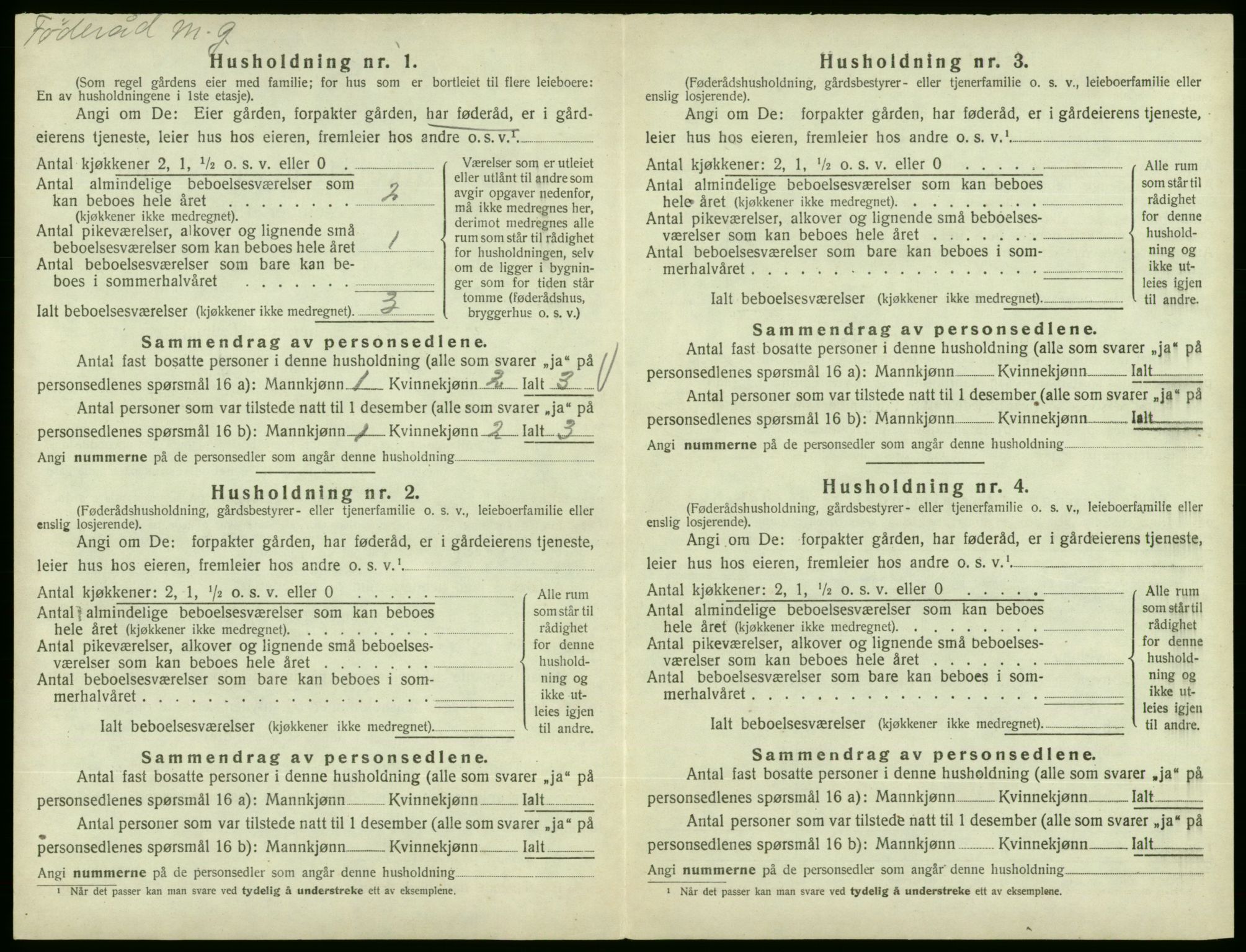 SAB, 1920 census for Fjelberg, 1920, p. 144