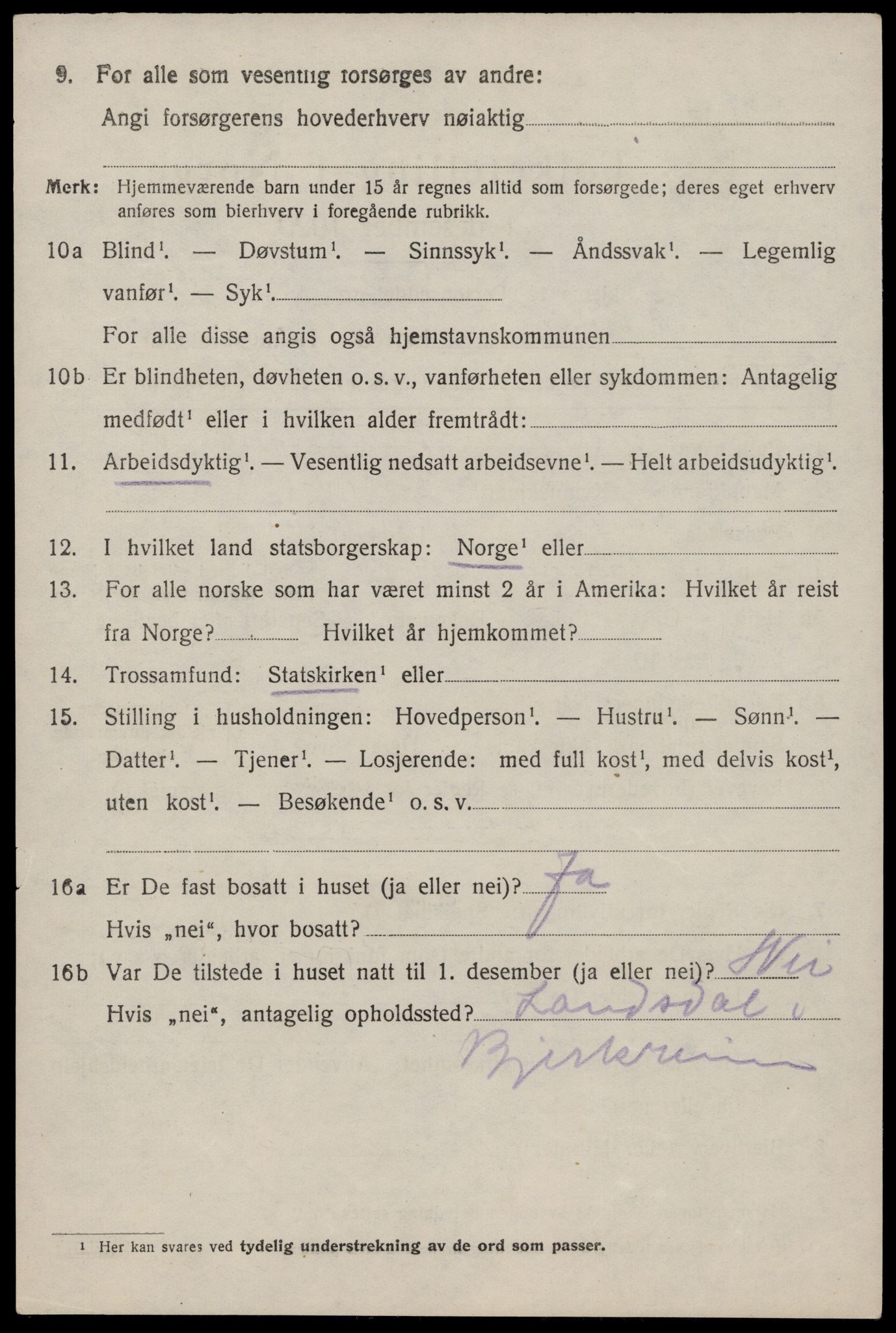 SAST, 1920 census for Bjerkreim, 1920, p. 1613