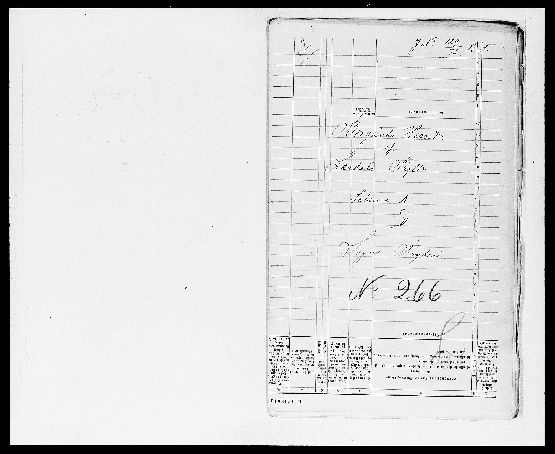 SAB, 1875 census for 1422P Lærdal, 1875, p. 879