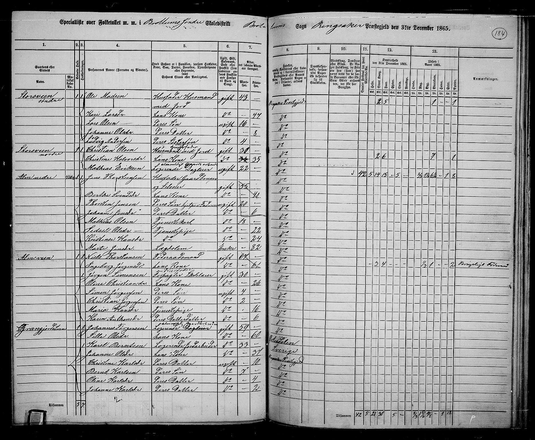 RA, 1865 census for Ringsaker, 1865, p. 426