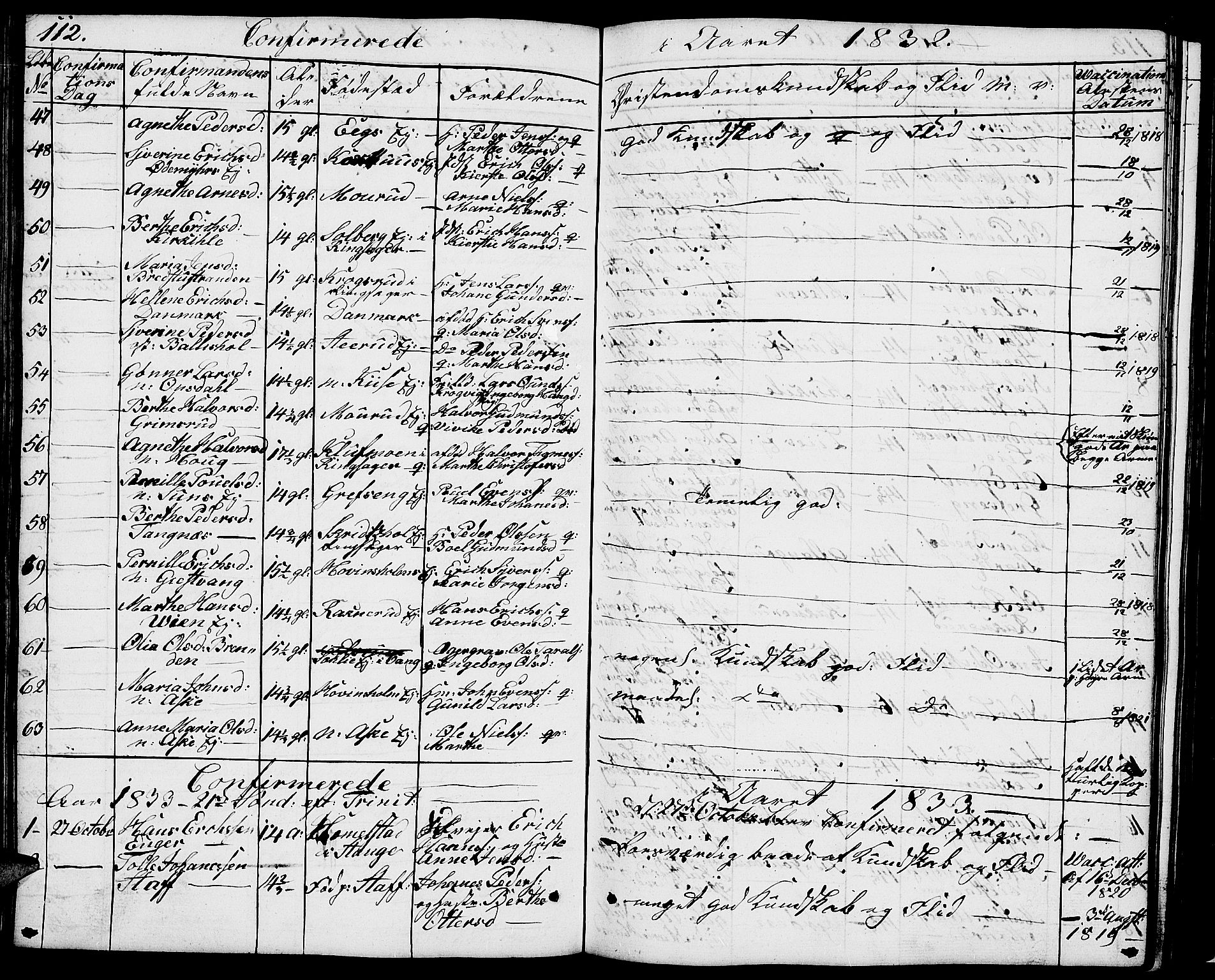 Nes prestekontor, Hedmark, SAH/PREST-020/L/La/L0004: Parish register (copy) no. 4, 1832-1861, p. 112