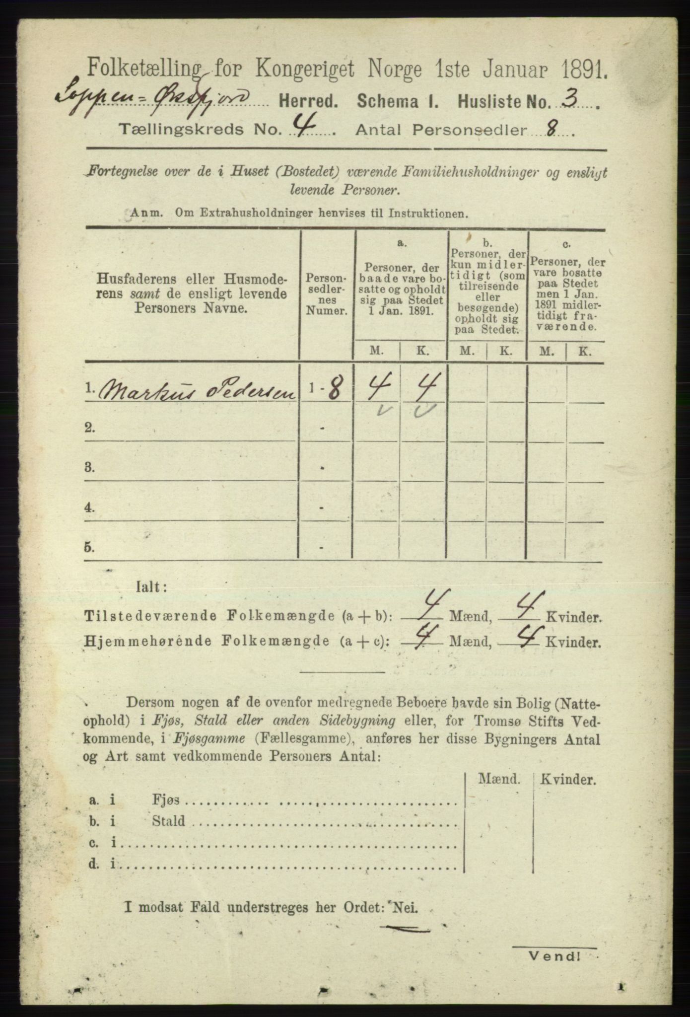 RA, 1891 census for 2014 Loppa, 1891, p. 819