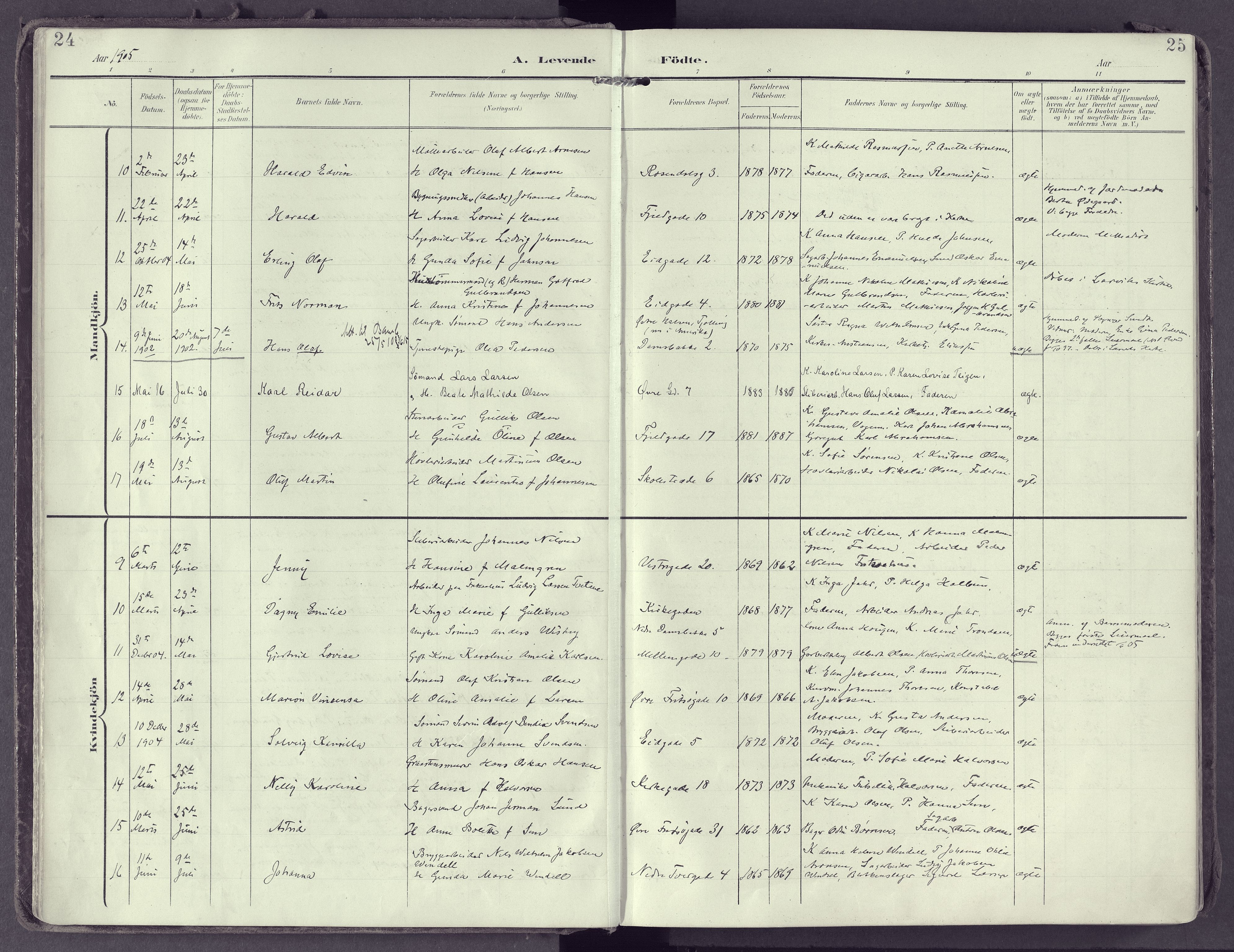 Larvik kirkebøker, AV/SAKO-A-352/F/Fb/L0005: Parish register (official) no. II 5, 1903-1925, p. 24-25