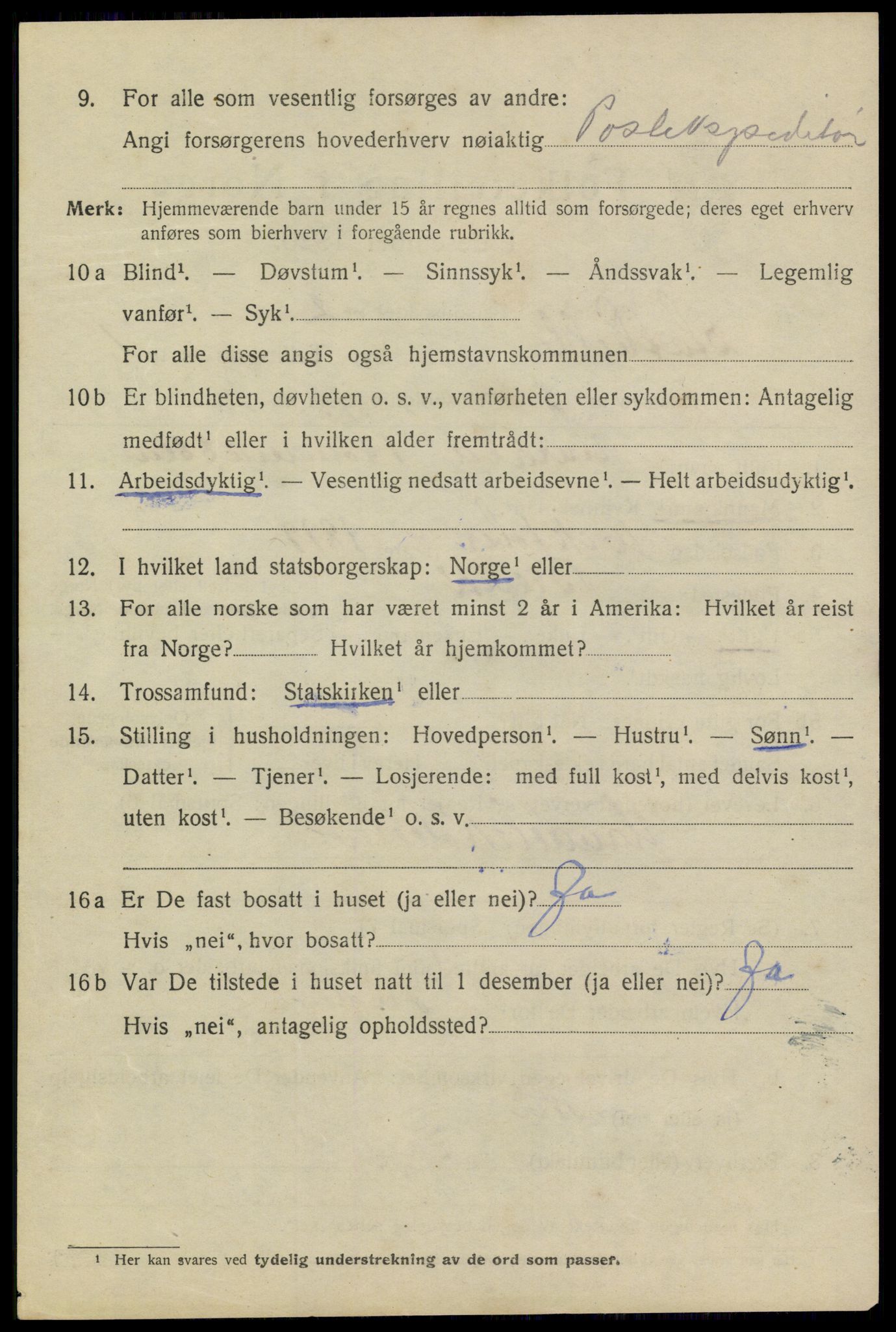 SAKO, 1920 census for Stathelle, 1920, p. 538