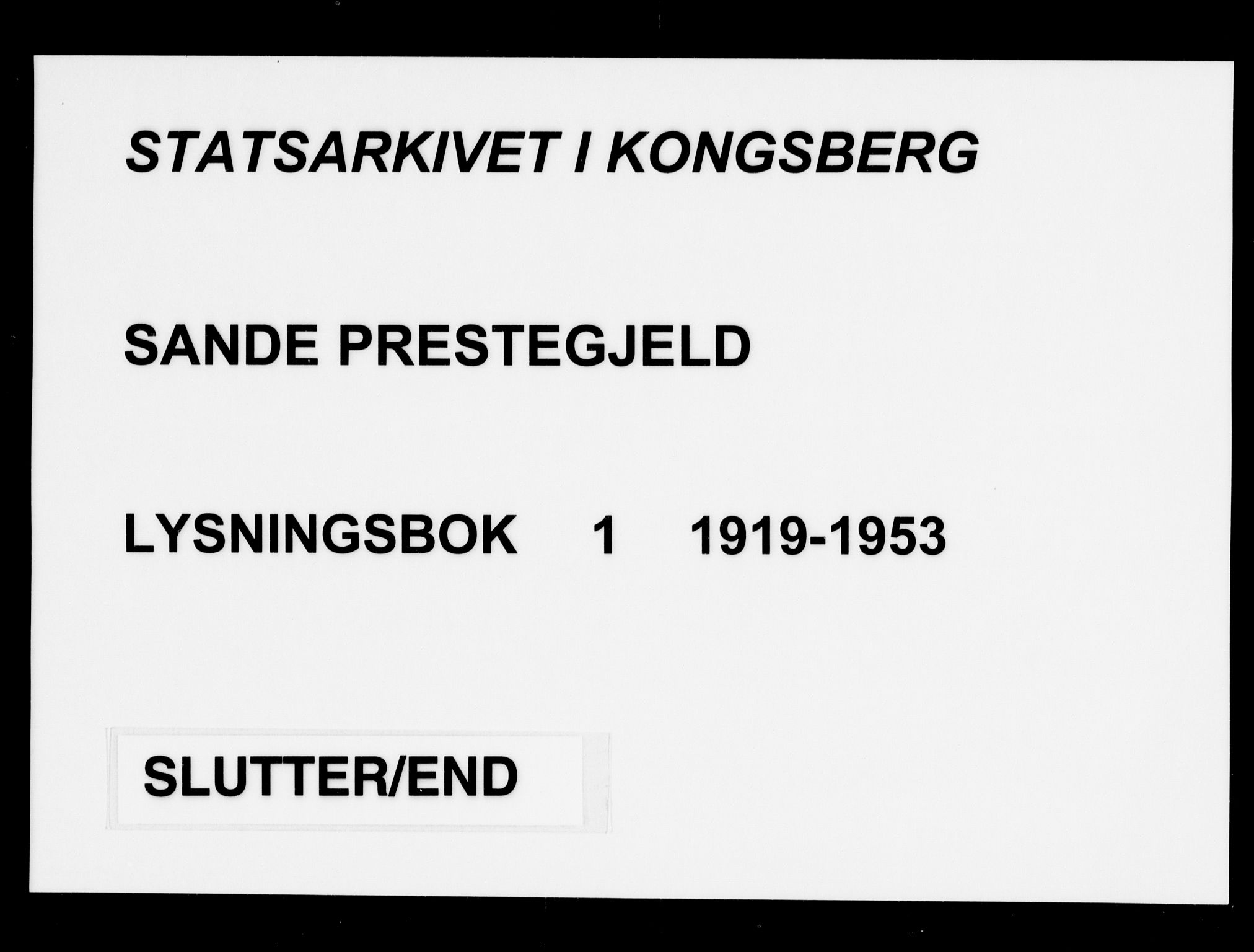 Sande Kirkebøker, AV/SAKO-A-53/H/Ha/L0001: Banns register no. 1, 1919-1953