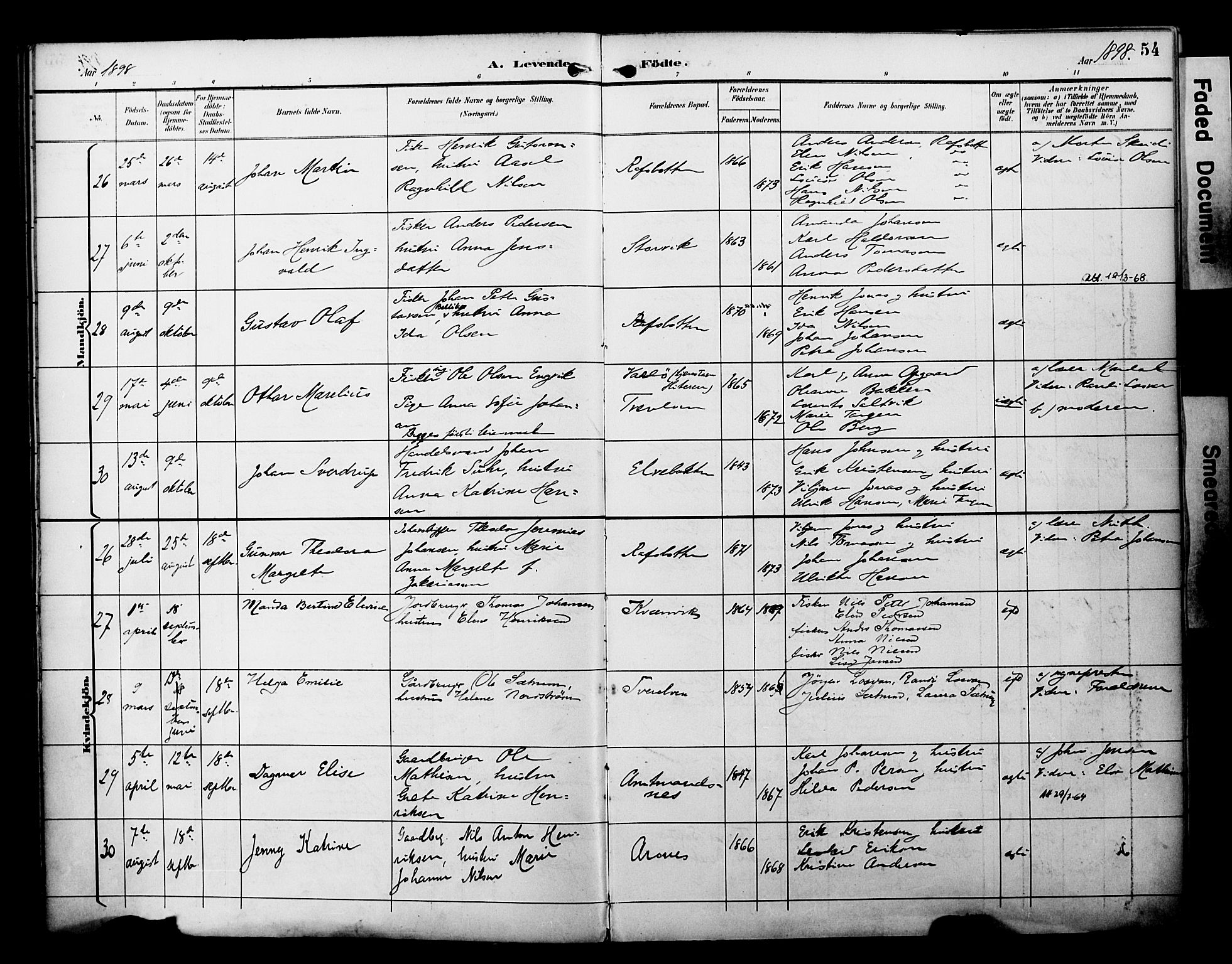 Alta sokneprestkontor, SATØ/S-1338/H/Ha/L0003.kirke: Parish register (official) no. 3, 1892-1904, p. 54