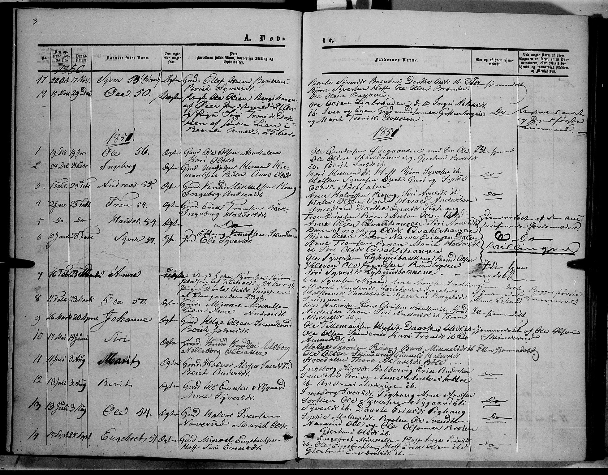 Sør-Aurdal prestekontor, AV/SAH-PREST-128/H/Ha/Haa/L0006: Parish register (official) no. 6, 1849-1876, p. 3