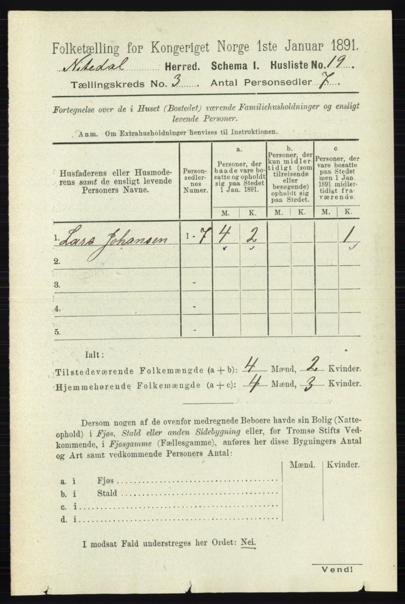 RA, 1891 census for 0233 Nittedal, 1891, p. 1144