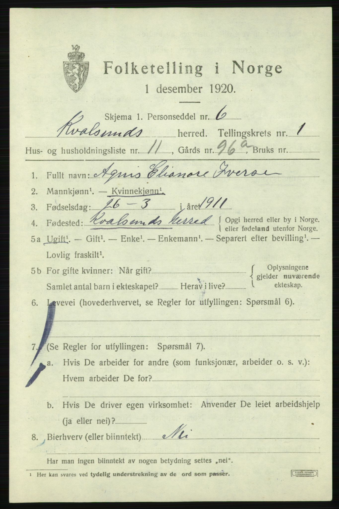 SATØ, 1920 census for , 1920, p. 622