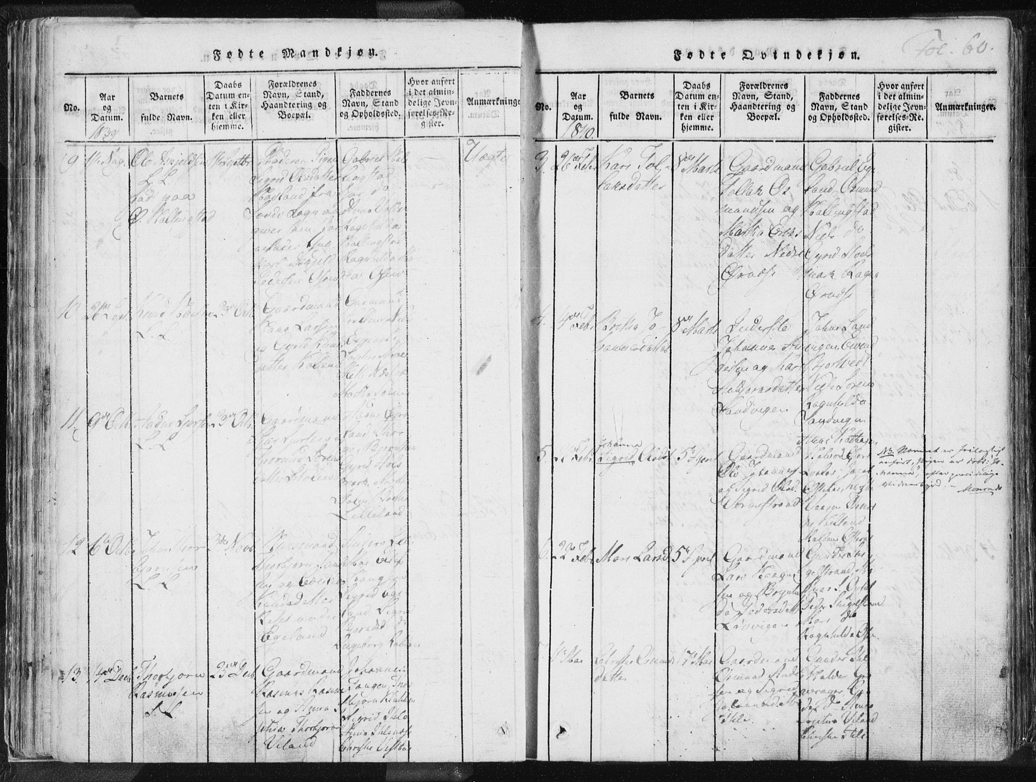 Vikedal sokneprestkontor, SAST/A-101840/01/IV: Parish register (official) no. A 3, 1817-1850, p. 60