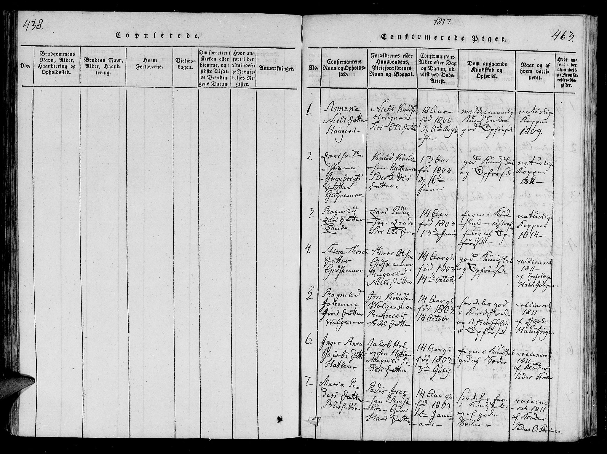 Ministerialprotokoller, klokkerbøker og fødselsregistre - Møre og Romsdal, SAT/A-1454/522/L0310: Parish register (official) no. 522A05, 1816-1832, p. 462-463