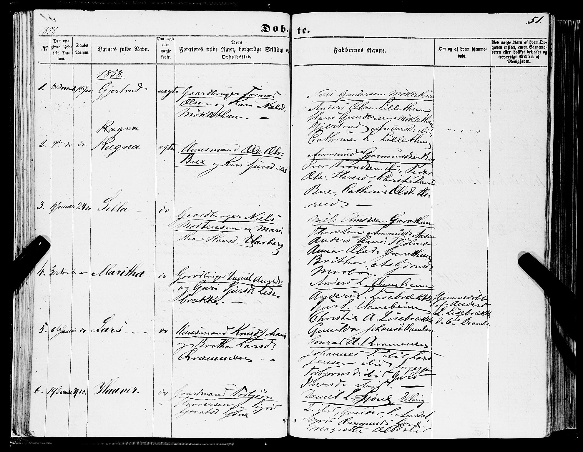 Ulvik sokneprestembete, SAB/A-78801/H/Haa: Parish register (official) no. A 13, 1853-1863, p. 51