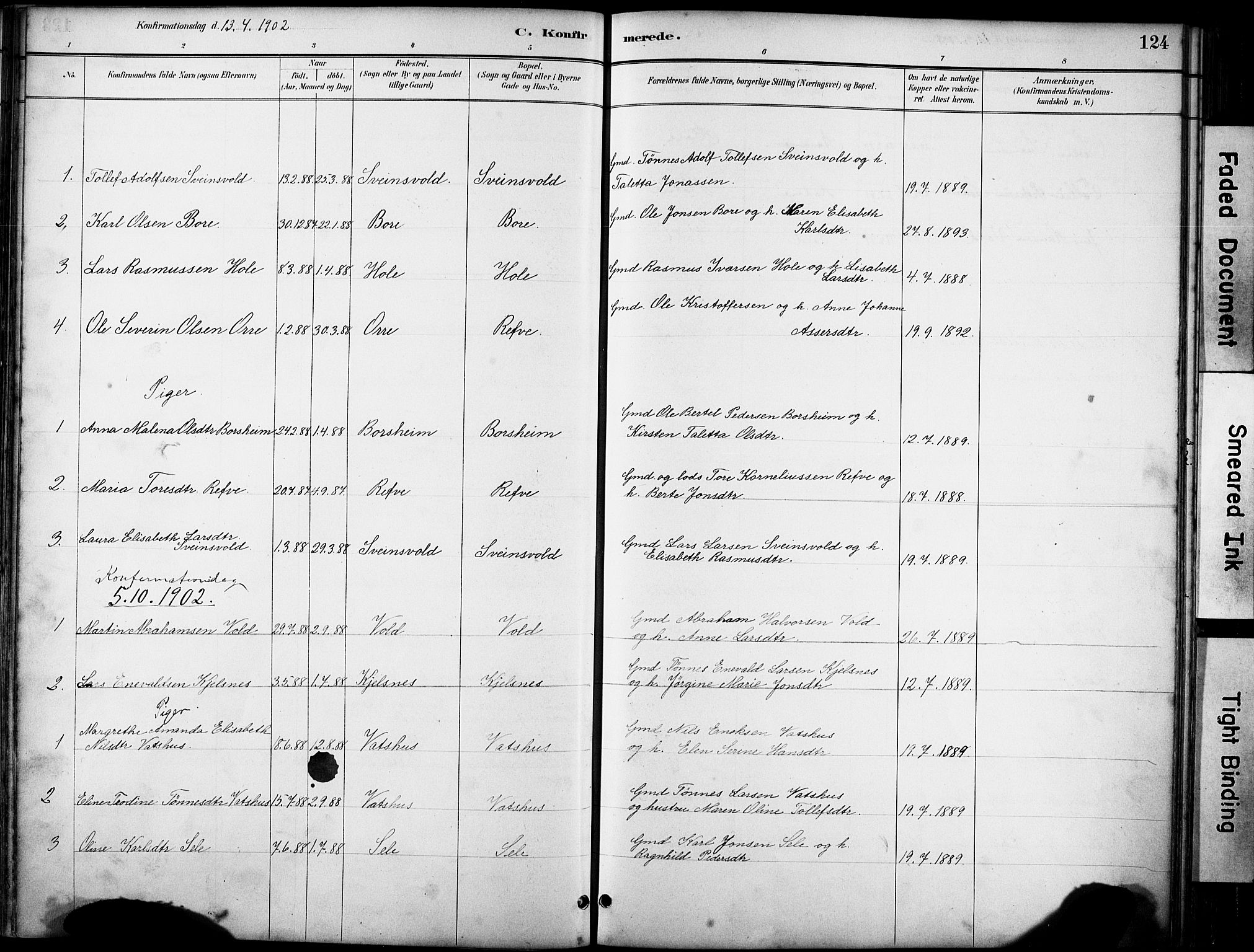 Klepp sokneprestkontor, AV/SAST-A-101803/001/3/30BA/L0008: Parish register (official) no. A 9, 1886-1919, p. 124