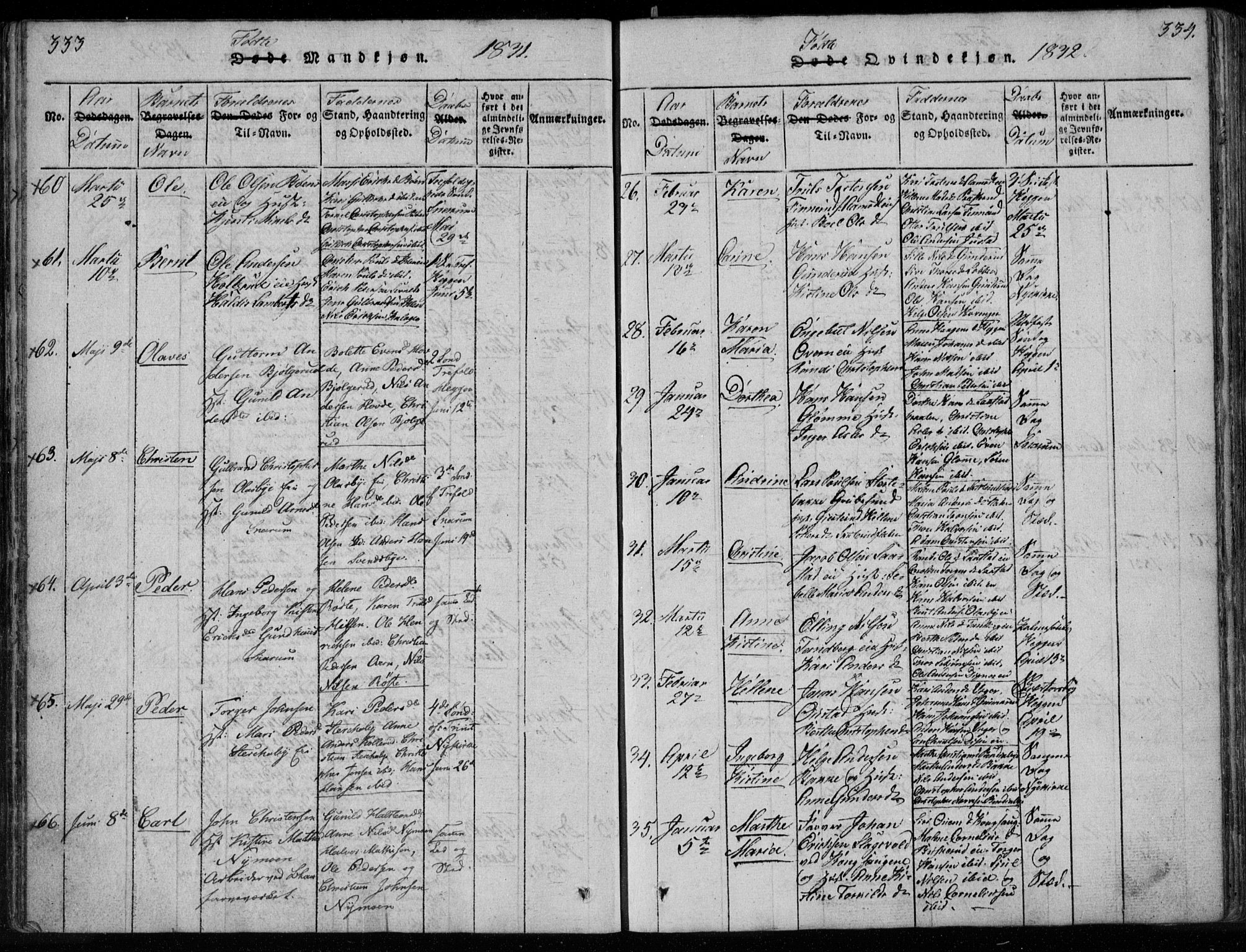 Modum kirkebøker, SAKO/A-234/F/Fa/L0005: Parish register (official) no. 5, 1824-1841, p. 333-334