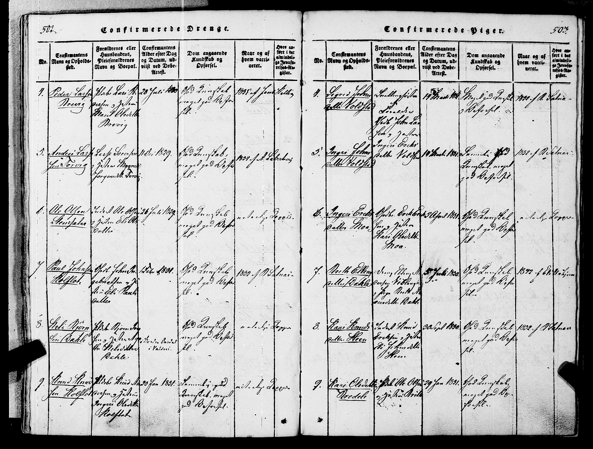 Ministerialprotokoller, klokkerbøker og fødselsregistre - Møre og Romsdal, AV/SAT-A-1454/545/L0585: Parish register (official) no. 545A01, 1818-1853, p. 502-503