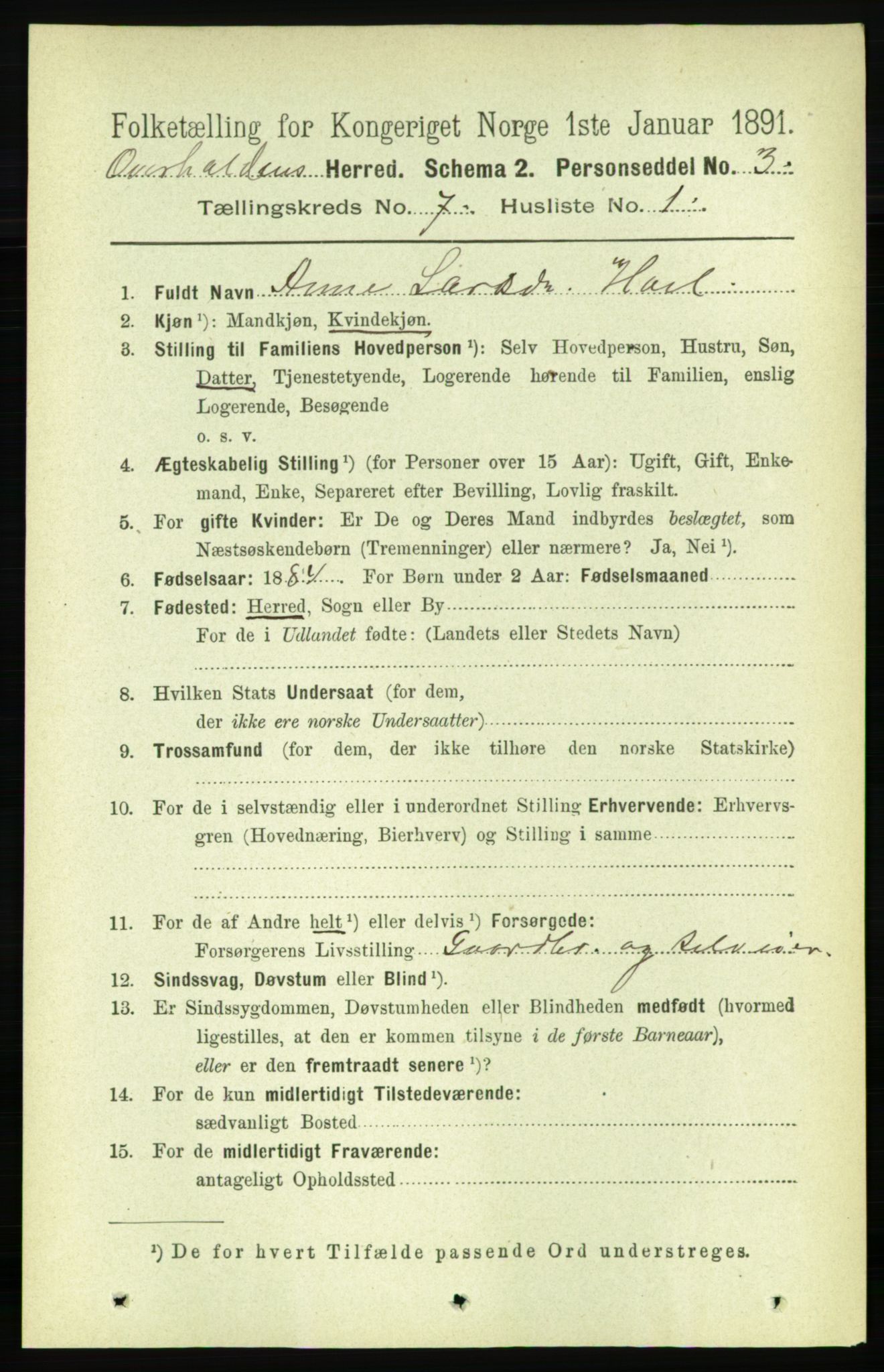 RA, 1891 census for 1744 Overhalla, 1891, p. 2641