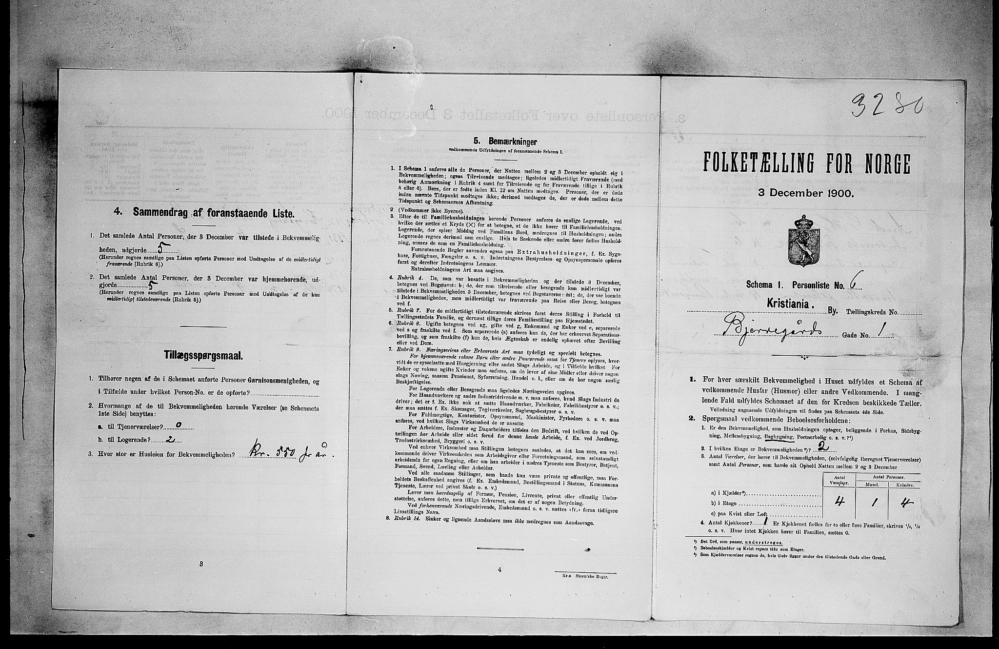 SAO, 1900 census for Kristiania, 1900, p. 5311